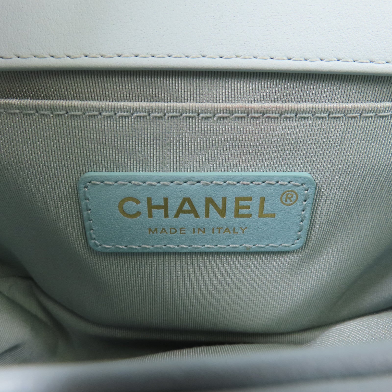 CHANEL 牛皮皮革/斜紋軟呢Boy 20金扣鏈帶肩背袋