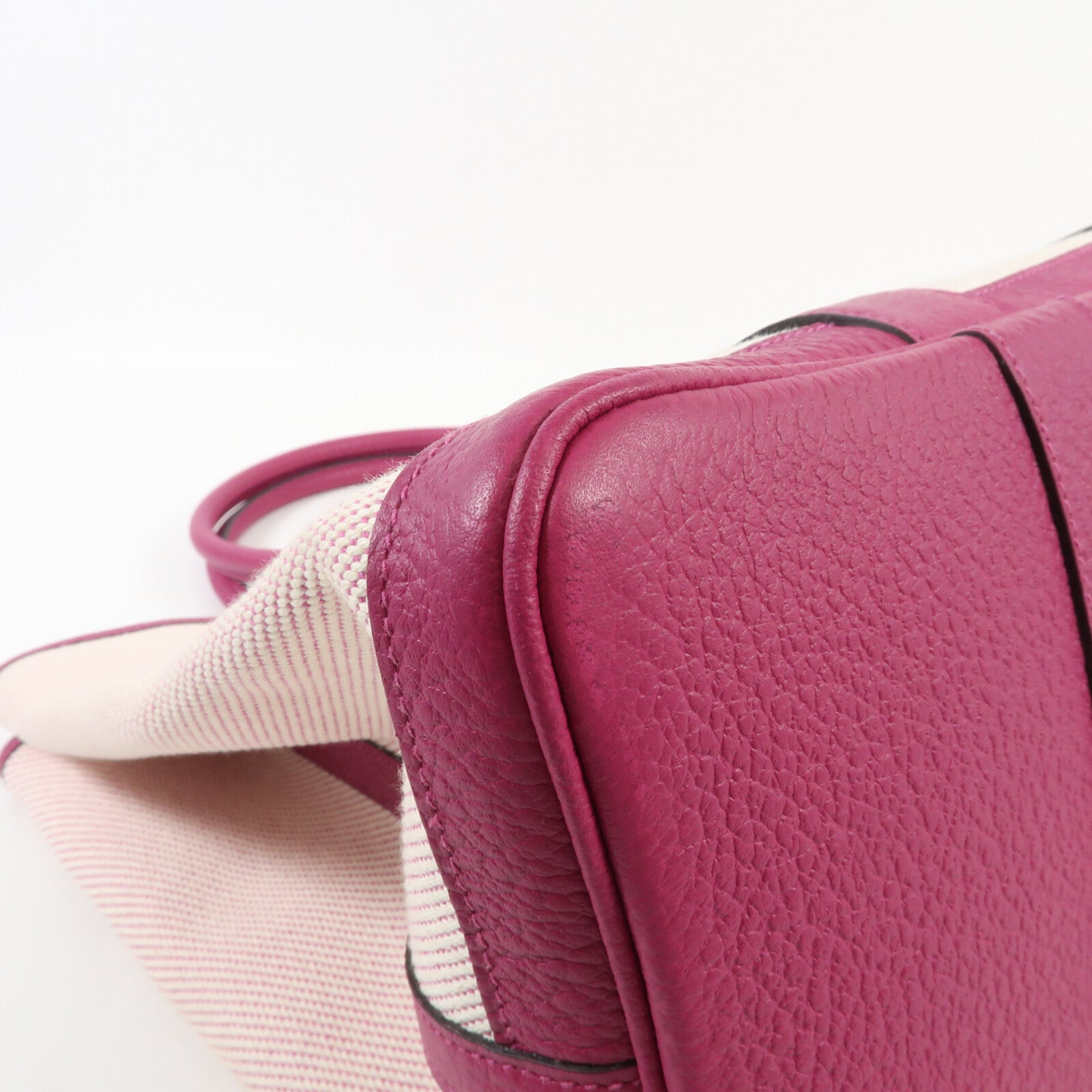 HERMES 帆布Garden Party PM銀扣手挽袋Rose Pauve
