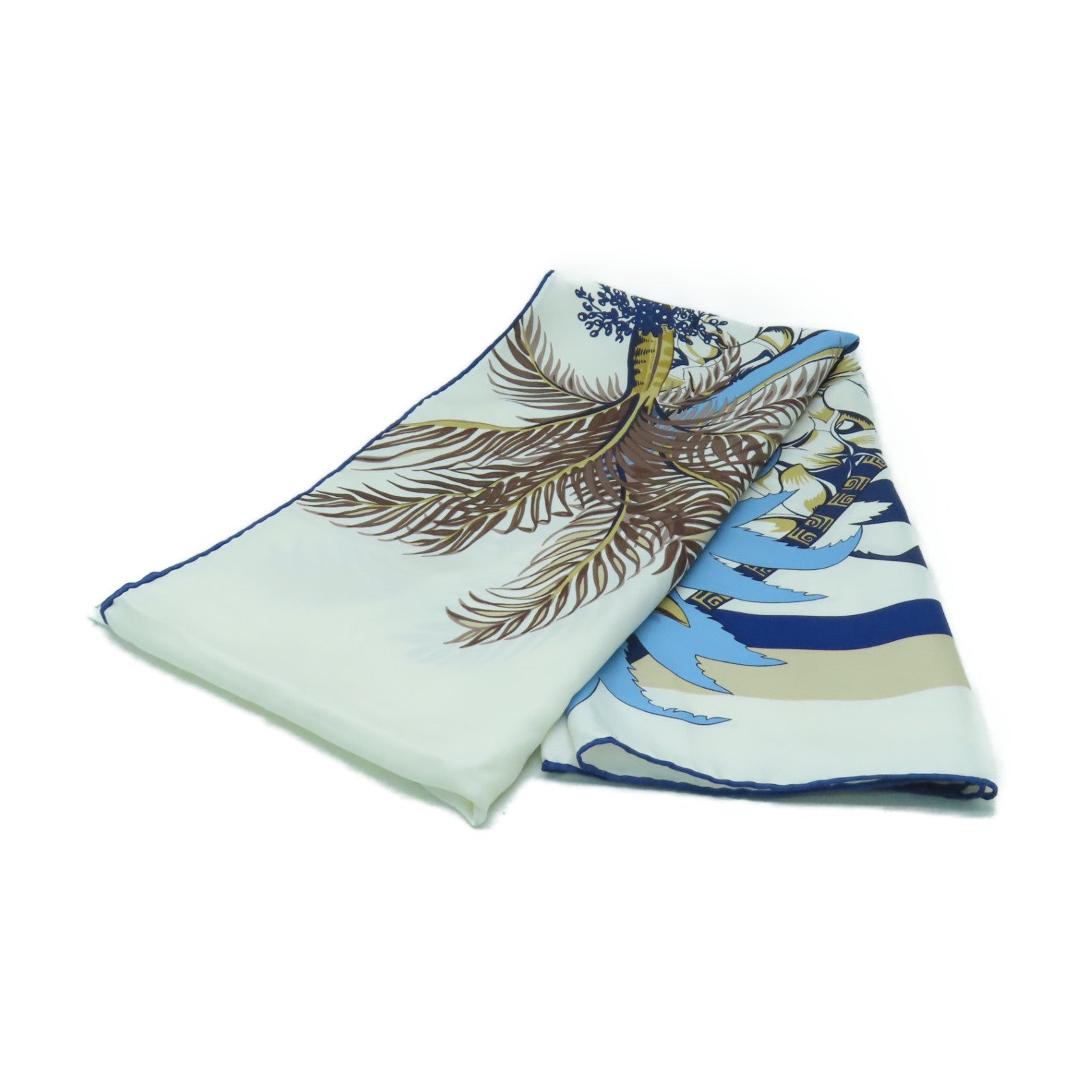 HERMES 【激減優惠】絲質Scarf 180x90圍巾白色/藍色/啡色