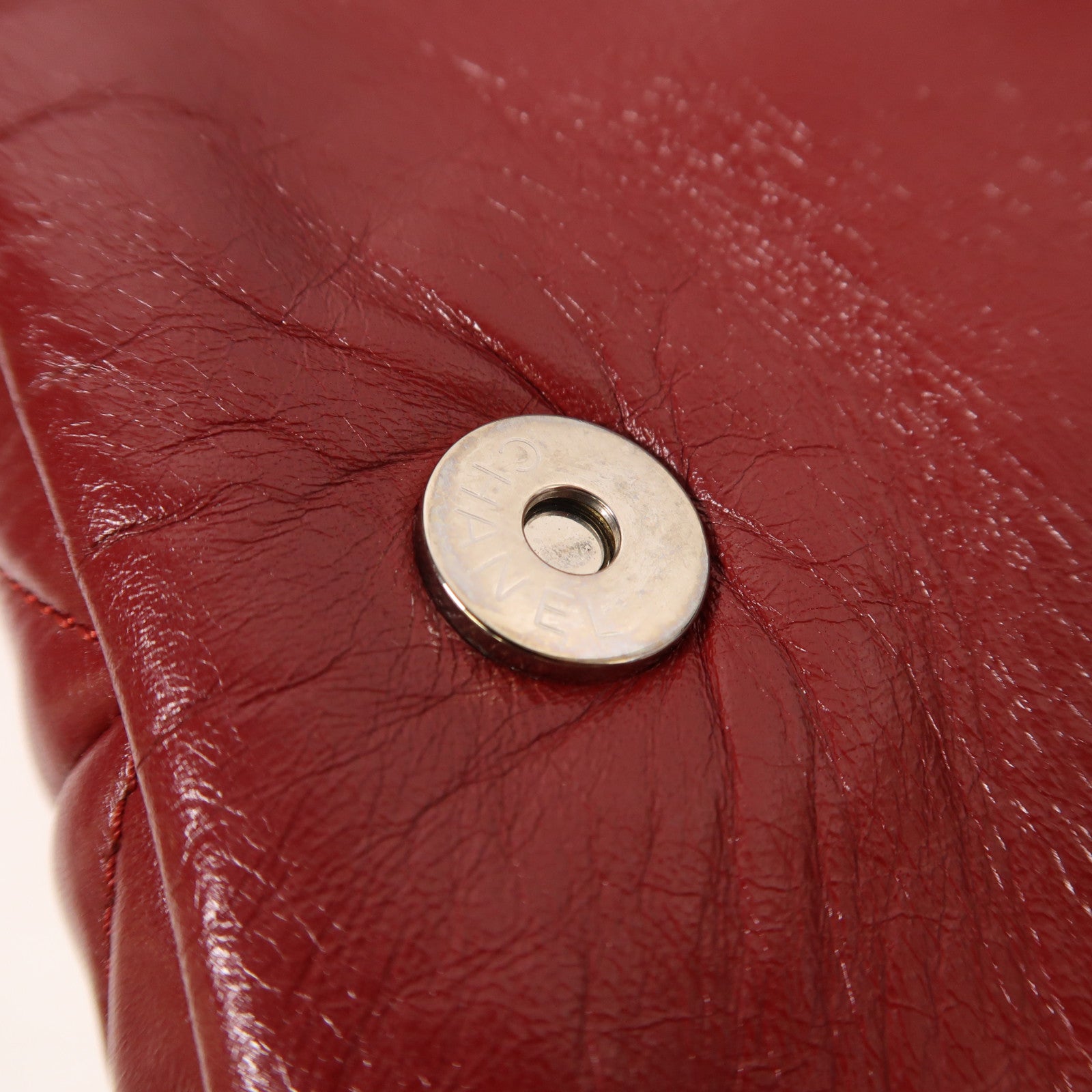 CHANEL 牛皮皮革Chain Shoulder銀扣鏈帶肩背袋