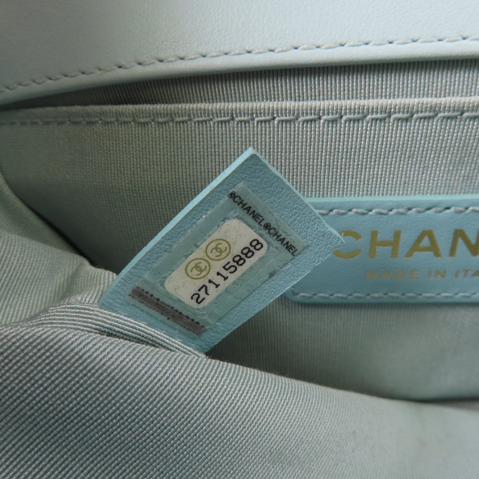 CHANEL 牛皮皮革/斜紋軟呢Boy 20金扣鏈帶肩背袋