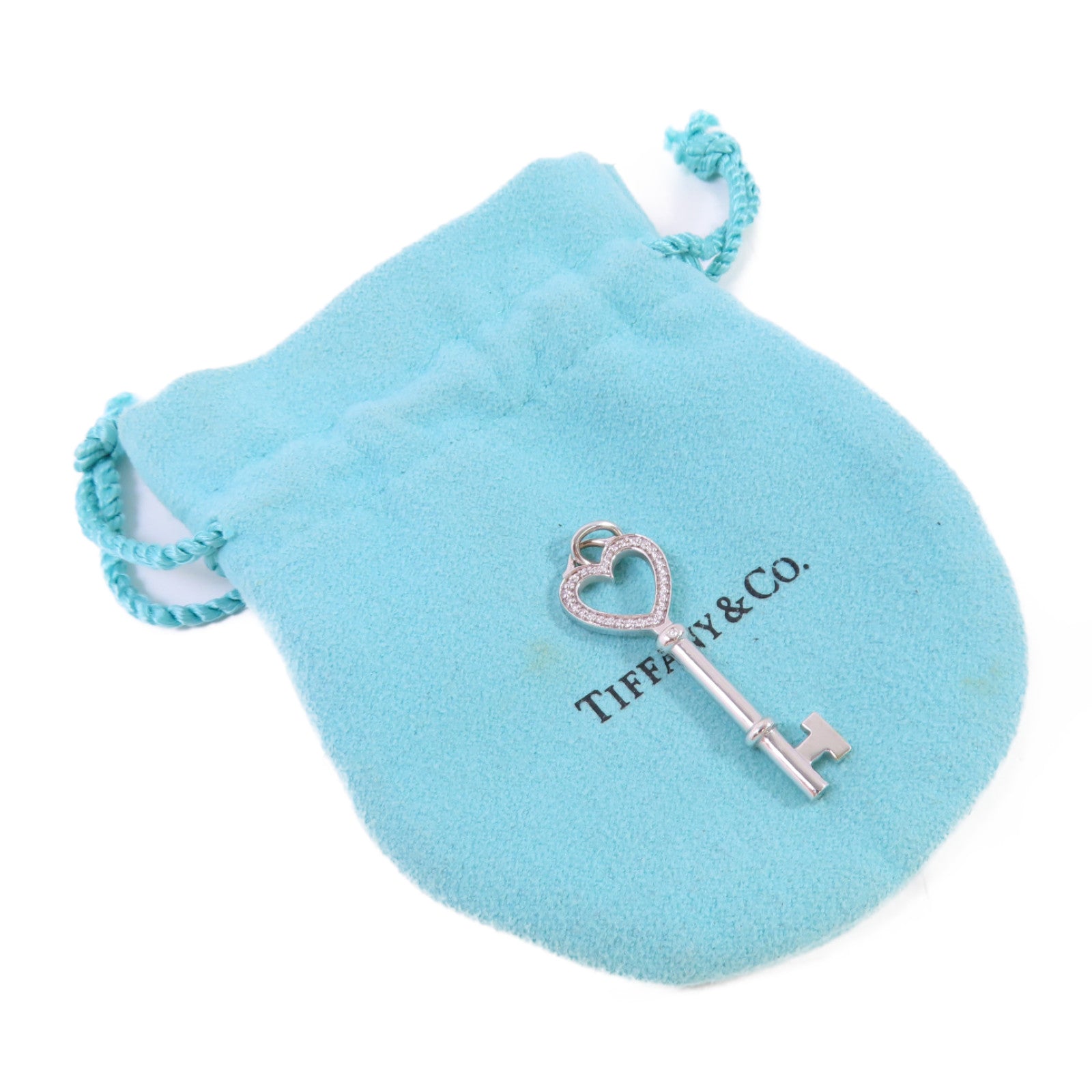 TIFFANY＆CO 18K白金/鑽石Tiffany Key Diamond Pendant Top吊墜頭扣銀色