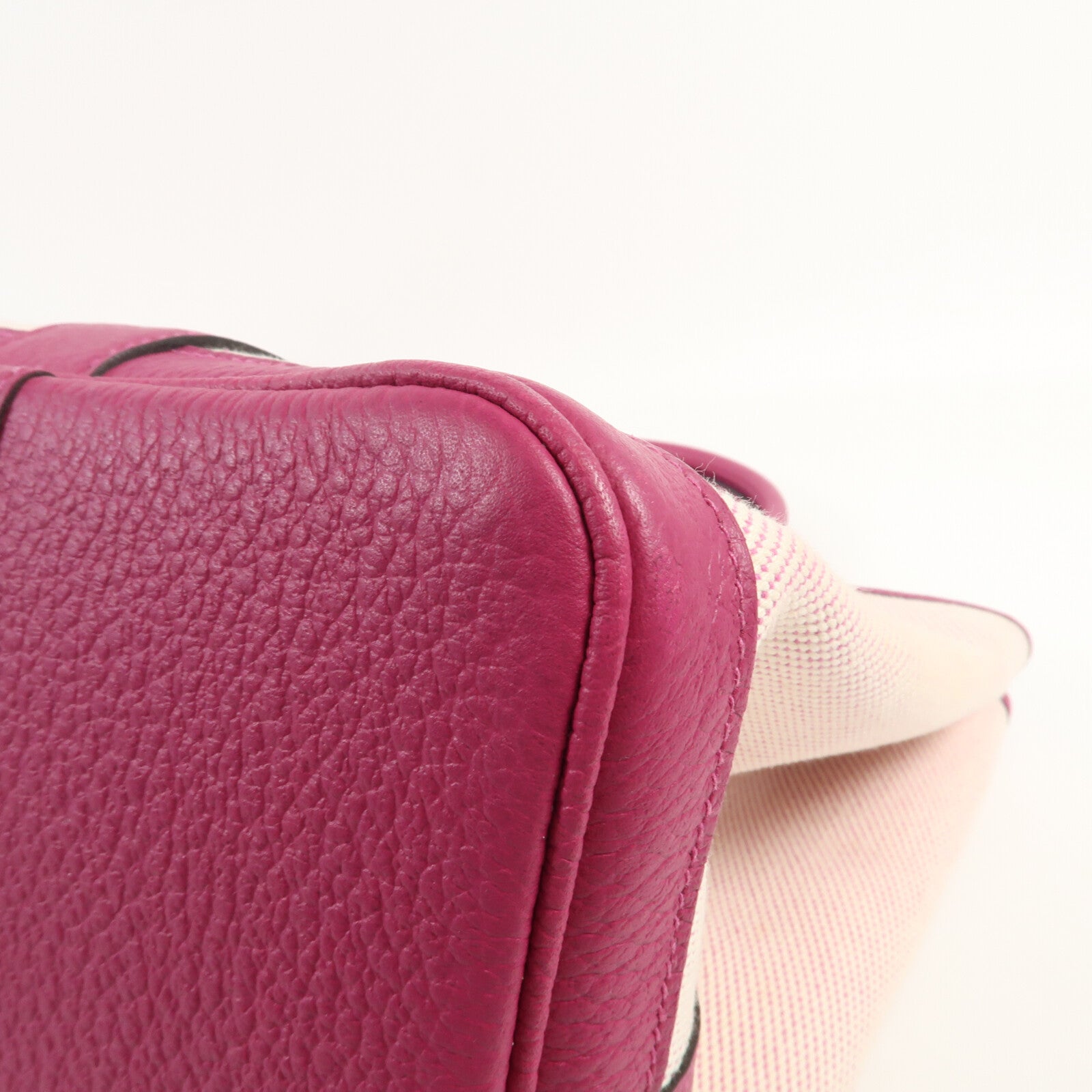 HERMES 帆布Garden Party PM銀扣手挽袋Rose Pauve