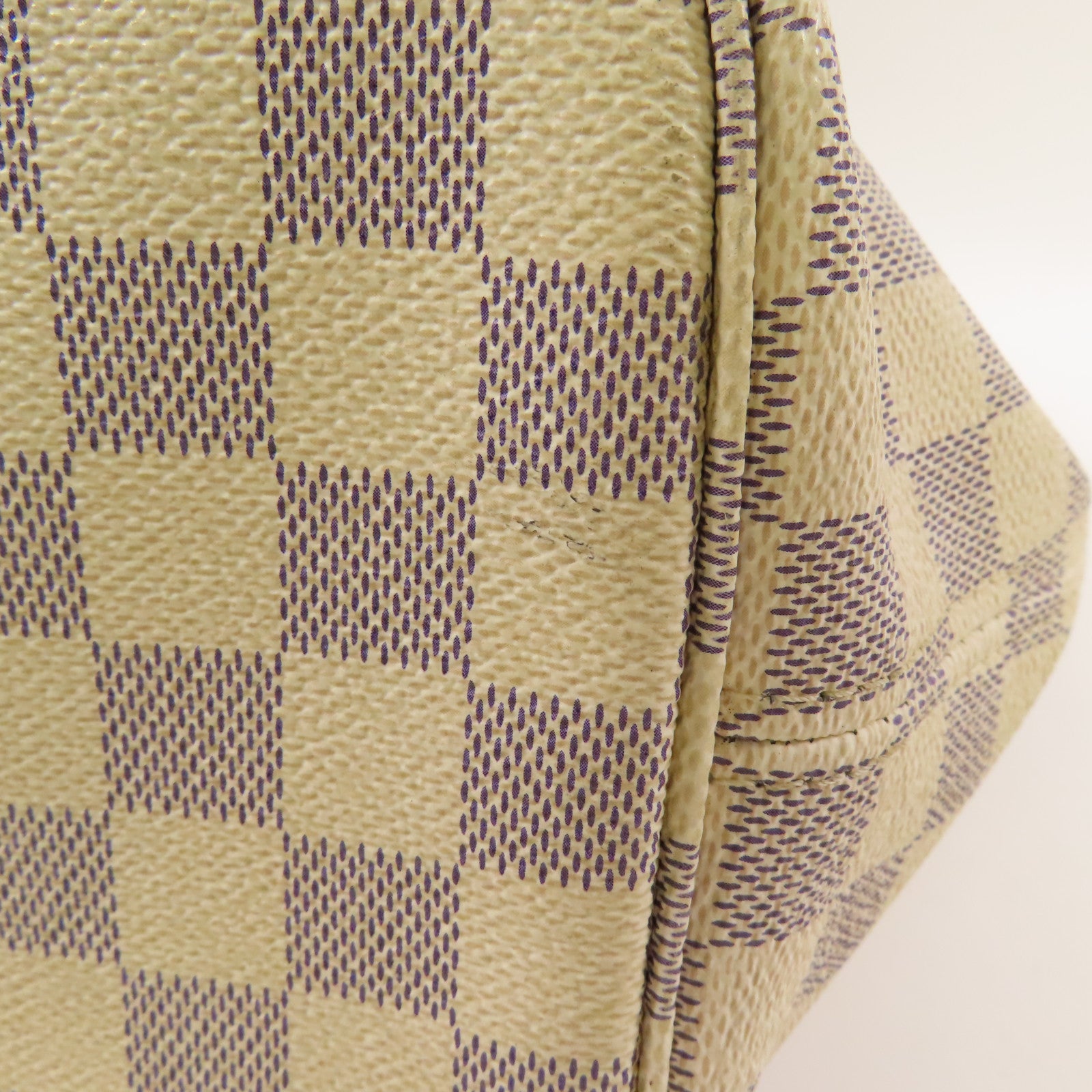 LOUIS VUITTON Damier Azur Neverfull MM金扣手挽袋