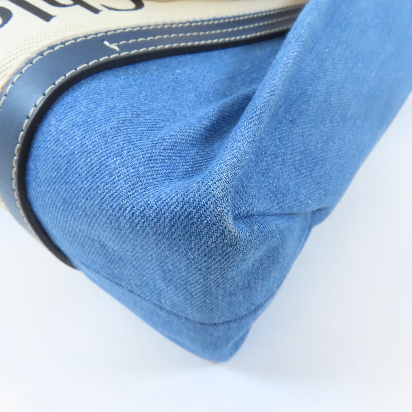 Chloe 【激減優惠】牛仔布料Medium Woody手挽袋藍色