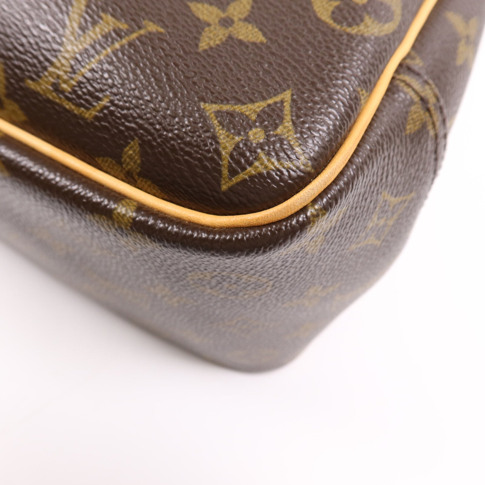 LOUIS VUITTON Monogram Deauville金扣手挽袋棕色
