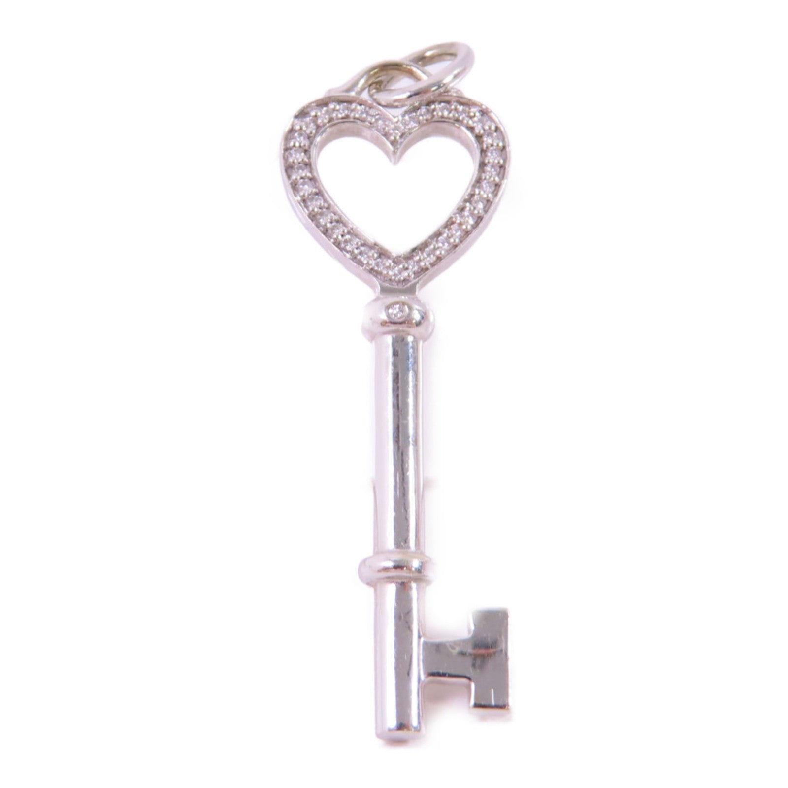 TIFFANY＆CO 18K白金/鑽石Tiffany Key Diamond Pendant Top吊墜頭扣銀色