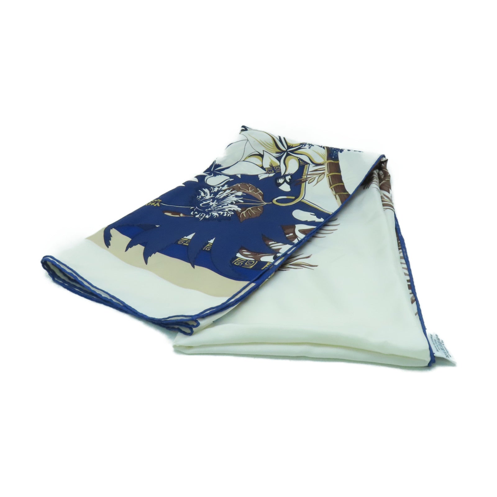 HERMES 【激減優惠】絲質Scarf 180x90圍巾白色/藍色/啡色