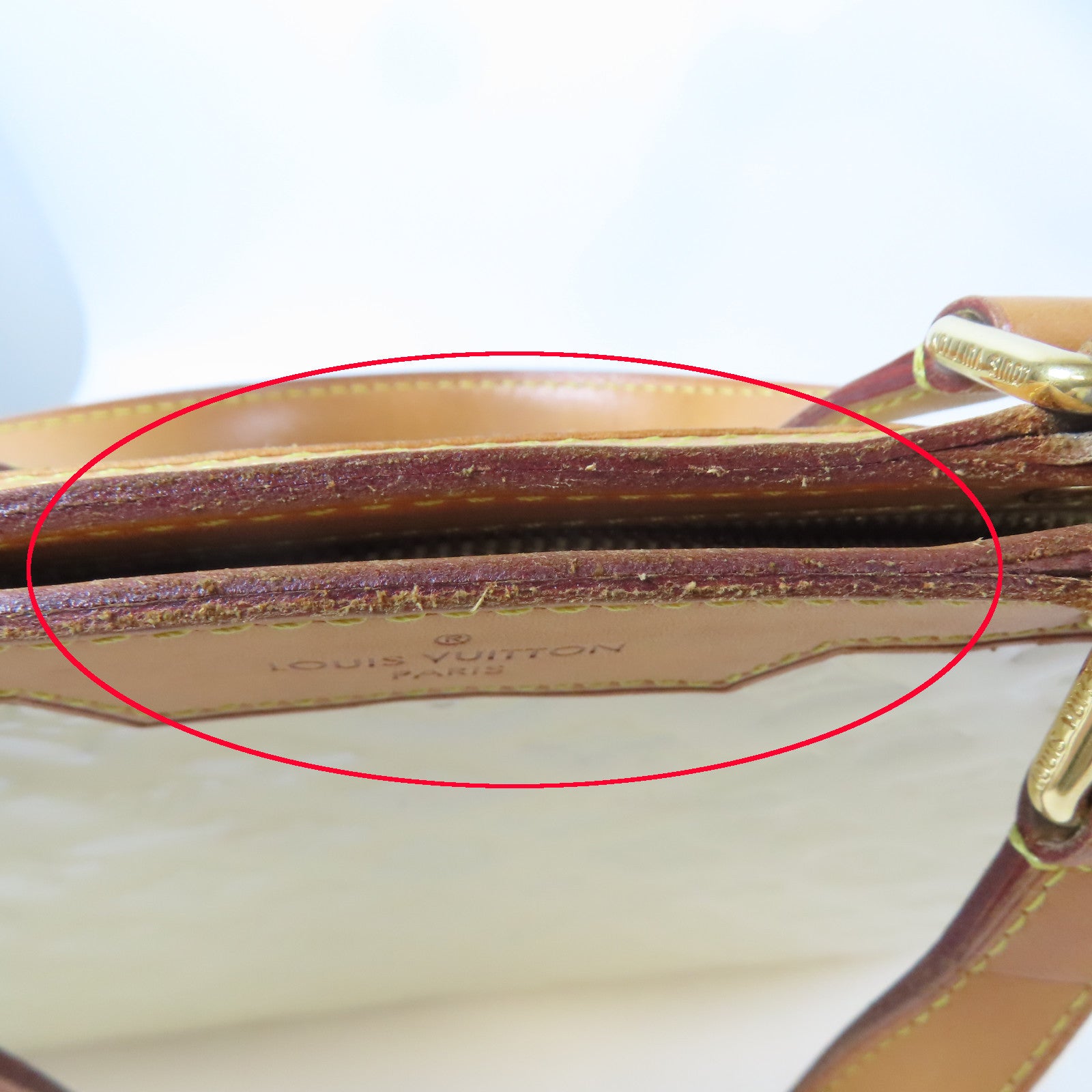 LOUIS VUITTON Vernis Brera金扣手挽肩背兩用袋米色
