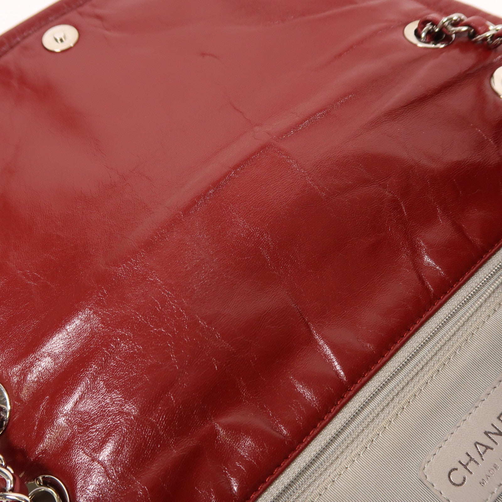 CHANEL 牛皮皮革Chain Shoulder銀扣鏈帶肩背袋