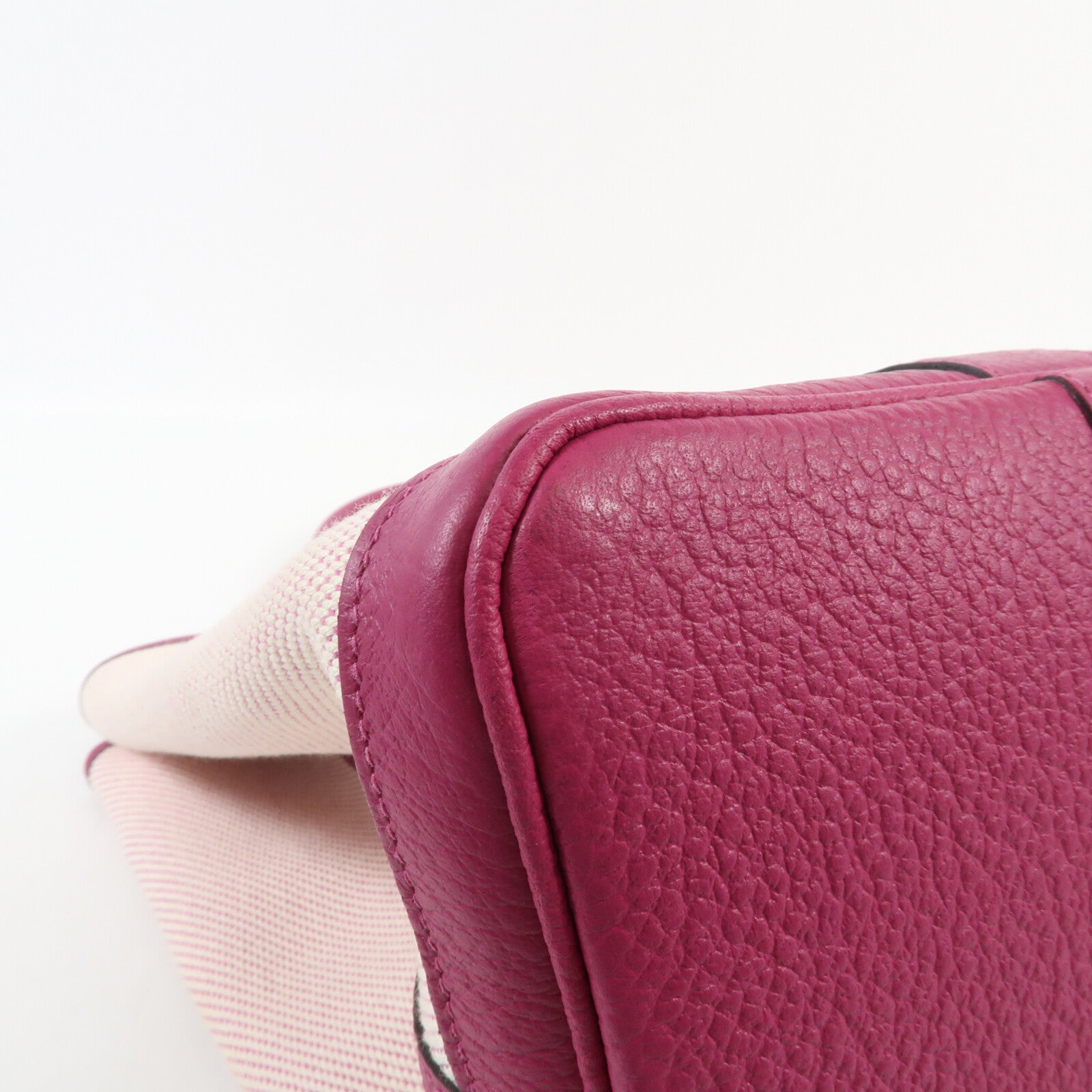 HERMES 帆布Garden Party PM銀扣手挽袋Rose Pauve