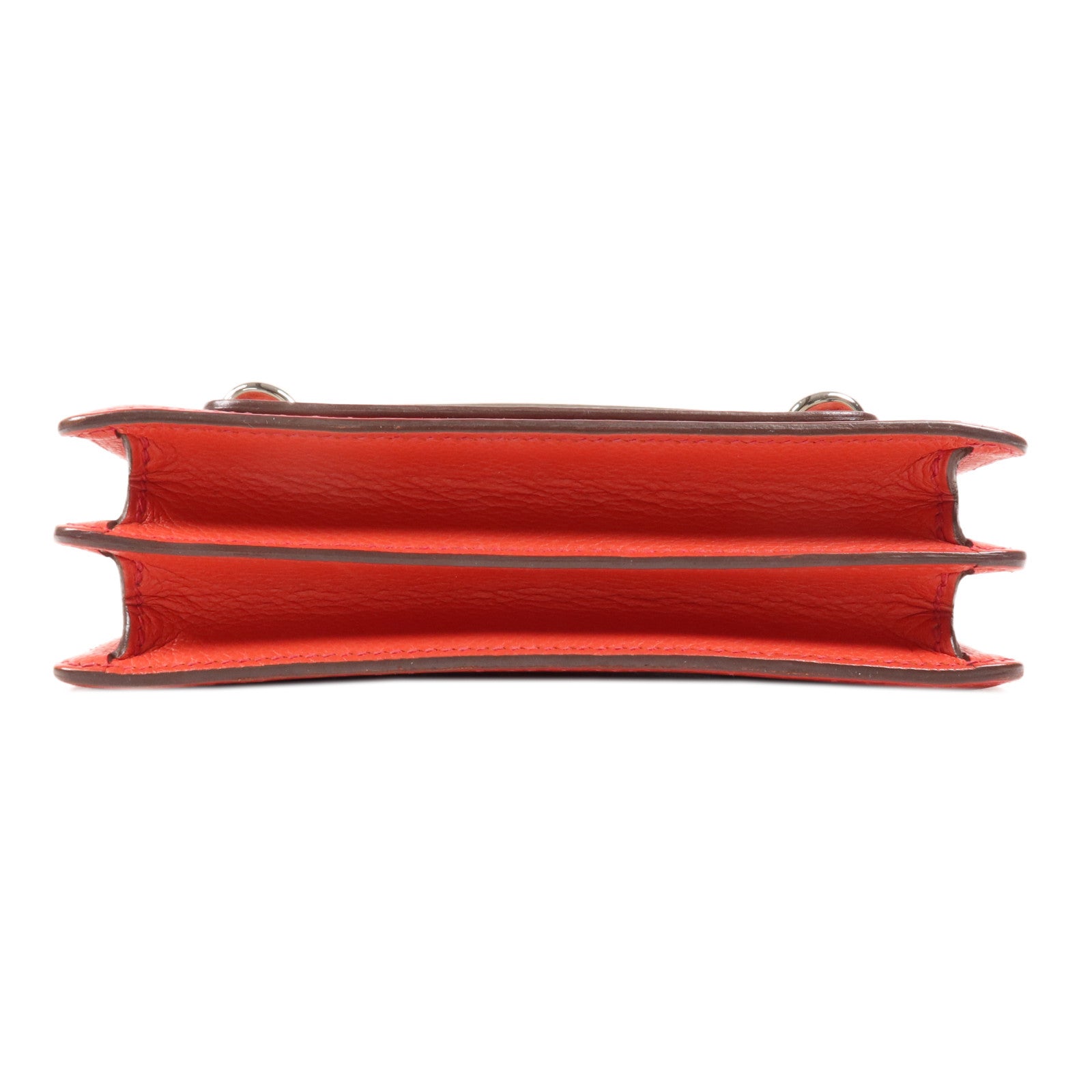 HERMES Clemence皮革Roulis Mini銀扣肩背袋Rouge Tomate