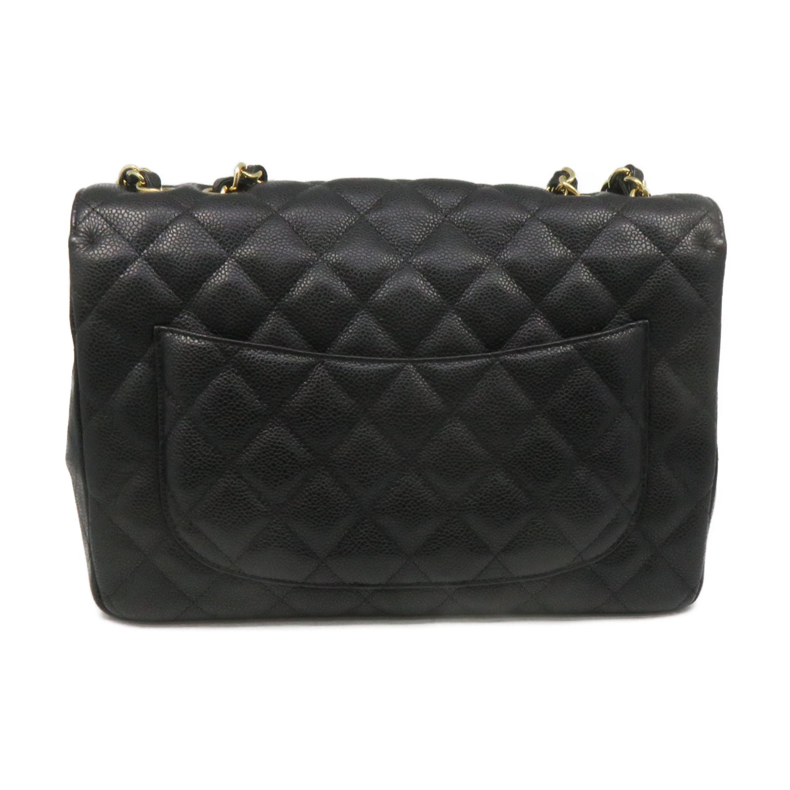 CHANEL 【激減優惠】菱格Caviar皮革Jumbo Single Flap Chain Shoulder Bag金扣鏈帶肩背袋黑色