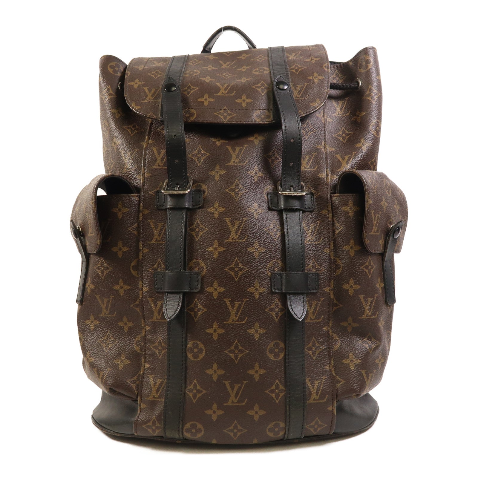 LOUIS VUITTON Monogram Macassar Christopher MM銀扣背包