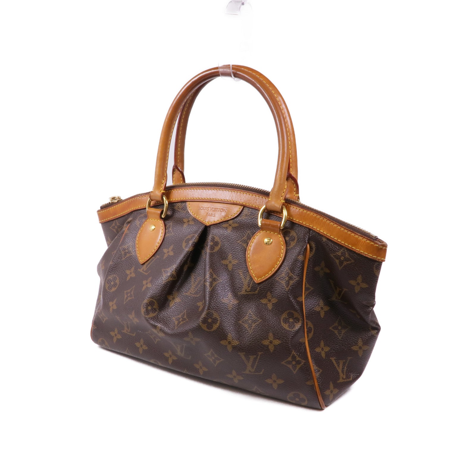 LOUIS VUITTON Monogram Tivoli PM金扣手挽袋棕色