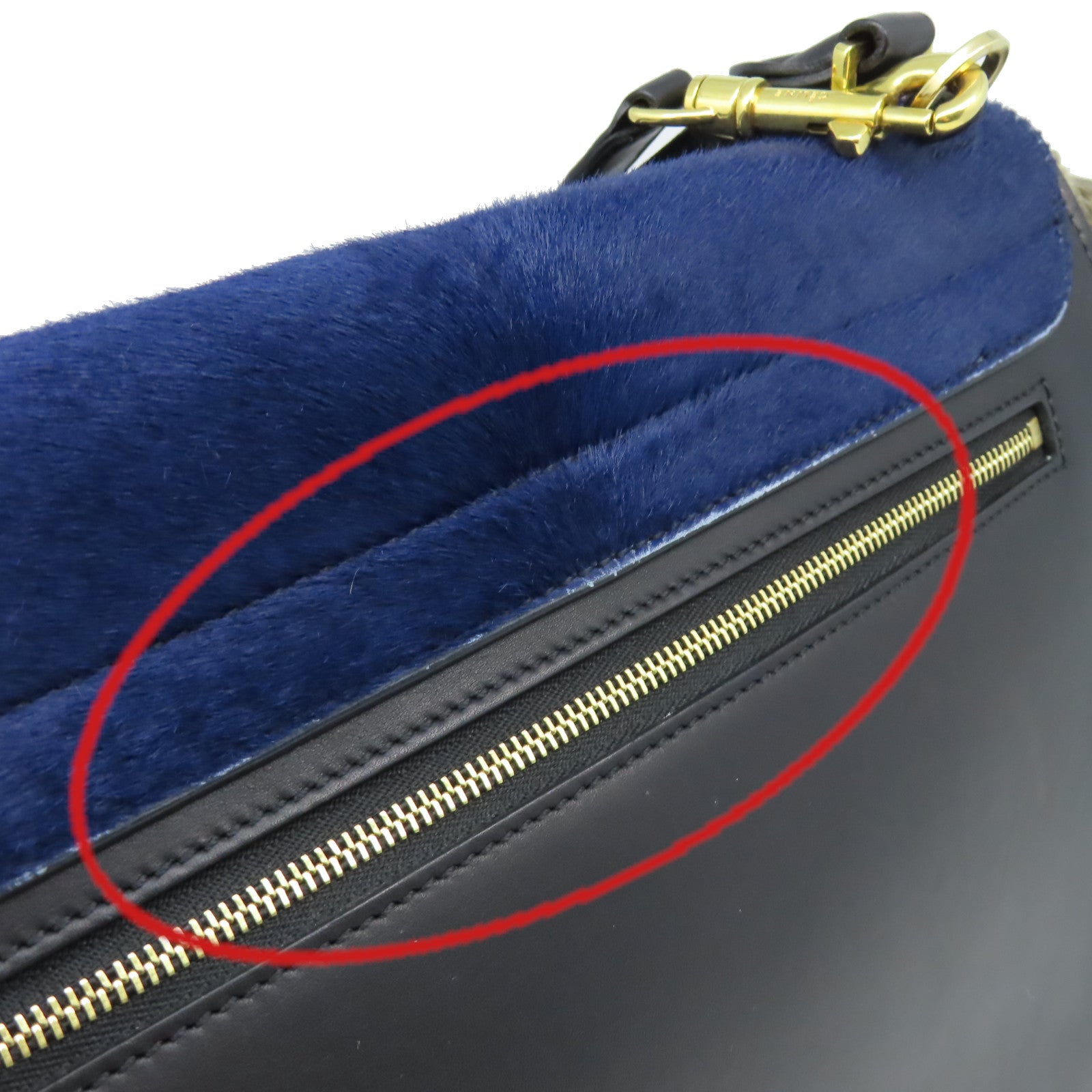 CELINE 馬毛/牛皮皮革Trapeze 2Way Shoulder Bag金扣手挽肩背兩用袋黑色/深藍色/灰色