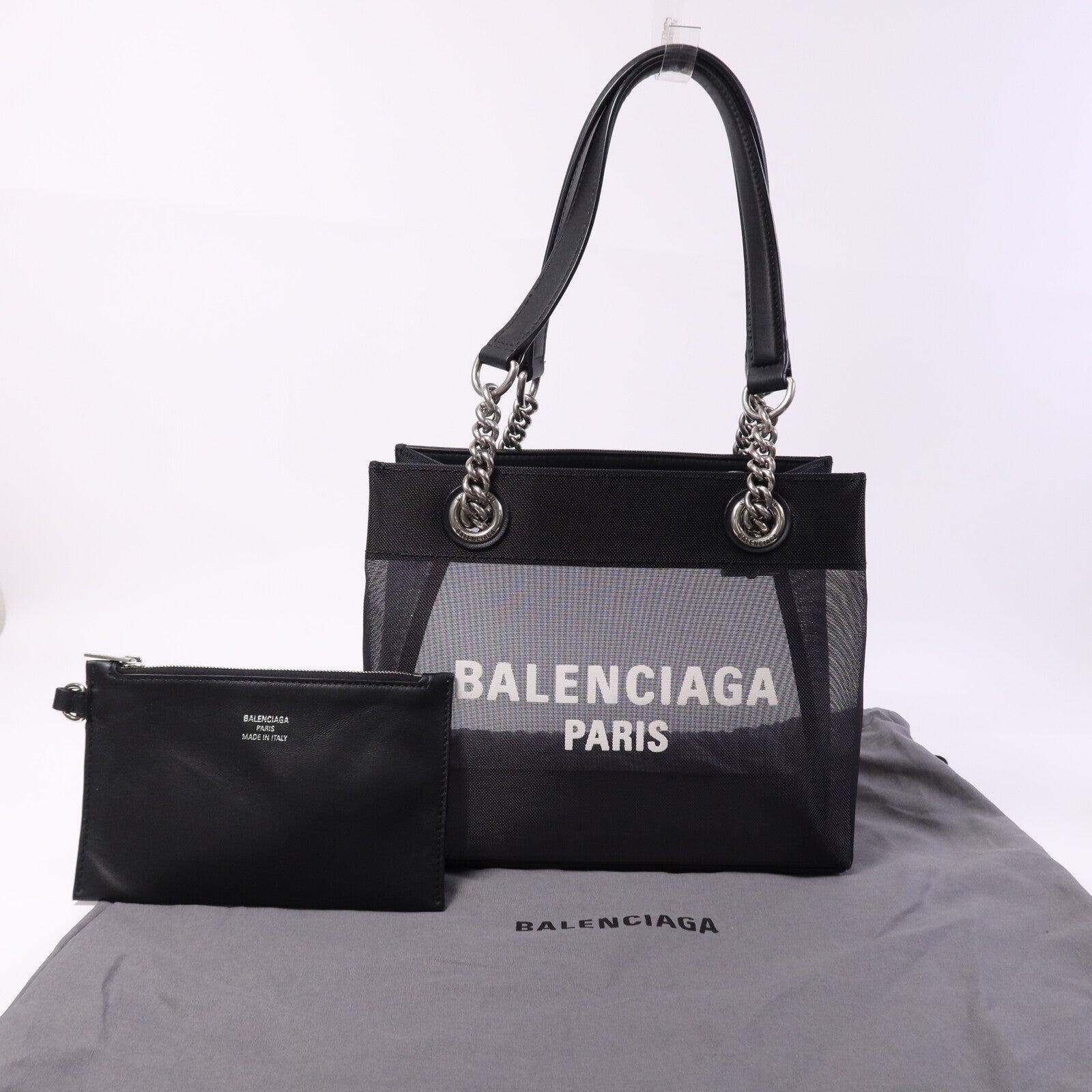 BALENCIAGA 尼龍Duty Free Small Tote Bag銀扣鏈帶手挽袋