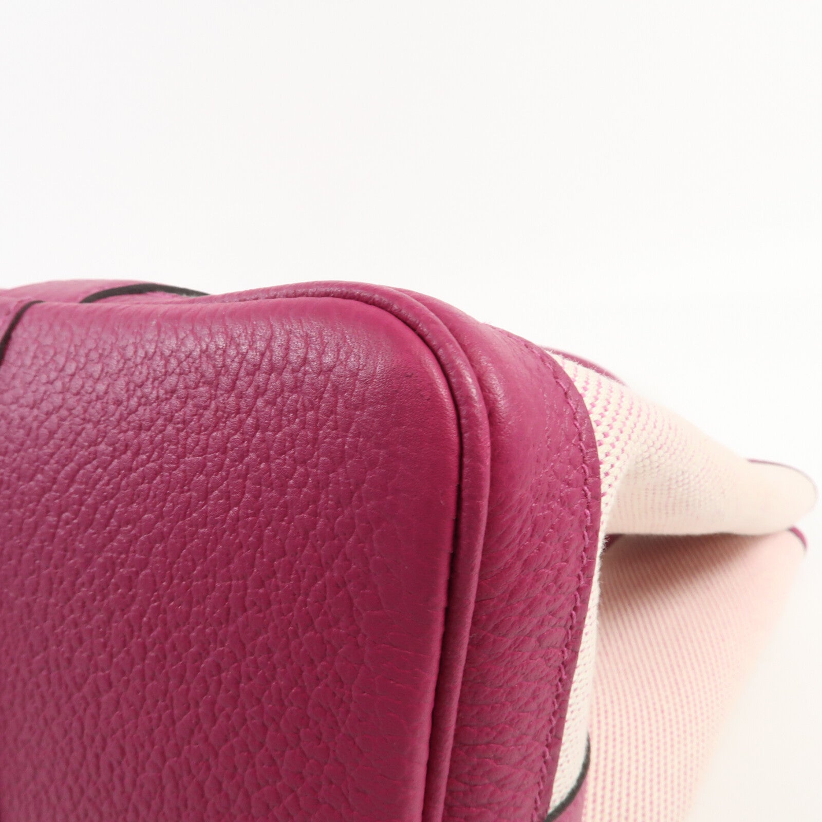 HERMES 帆布Garden Party PM銀扣手挽袋Rose Pauve