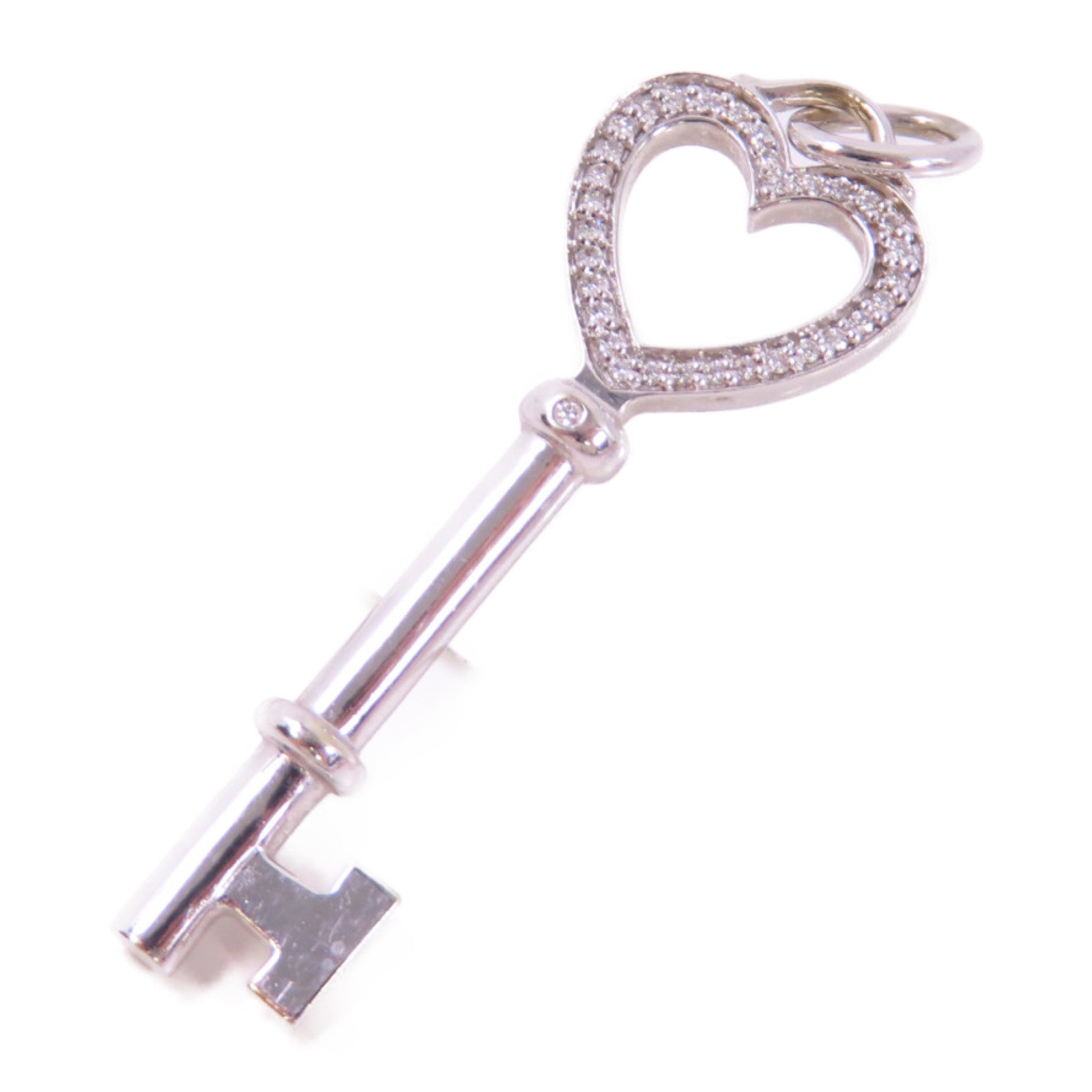 TIFFANY＆CO 18K白金/鑽石Tiffany Key Diamond Pendant Top吊墜頭扣銀色