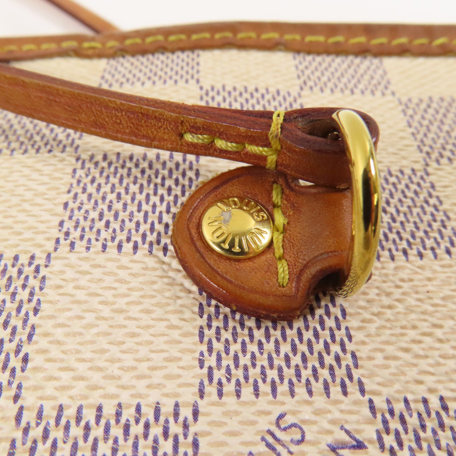 LOUIS VUITTON Damier Azur Neverfull MM金扣手挽袋