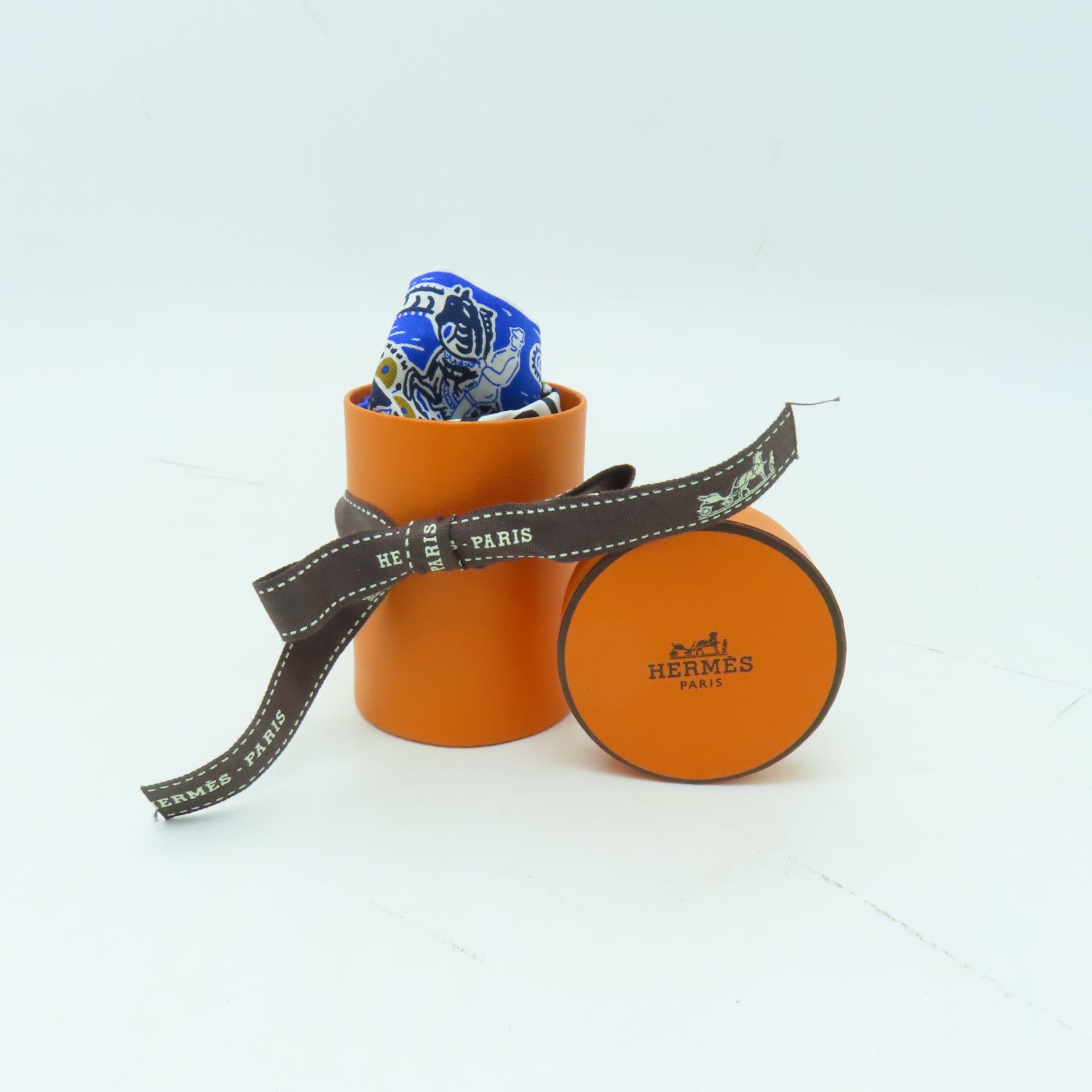 HERMES 【激減優惠】絲質Twilly絲巾藍色/灰色