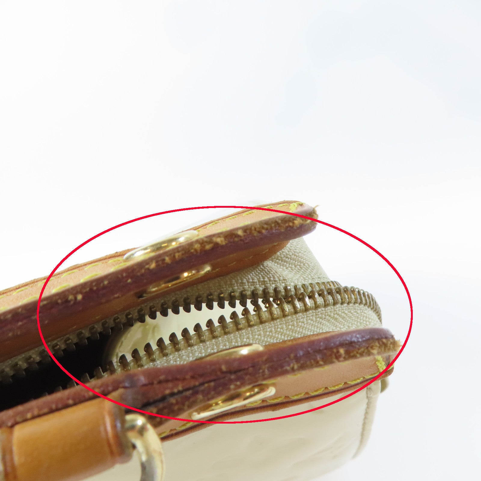 LOUIS VUITTON Vernis Brera金扣手挽肩背兩用袋米色