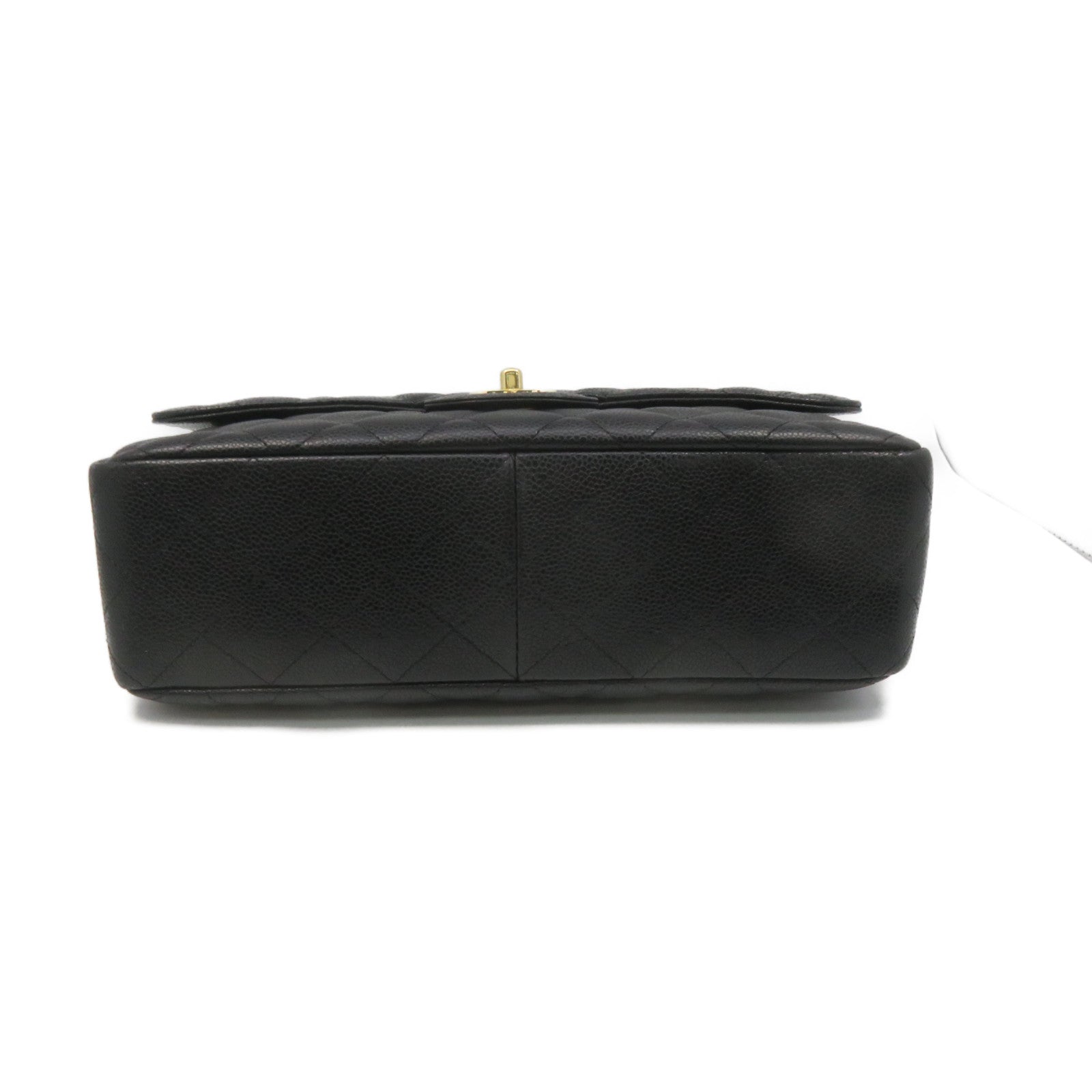 CHANEL 【激減優惠】菱格Caviar皮革Jumbo Single Flap Chain Shoulder Bag金扣鏈帶肩背袋黑色