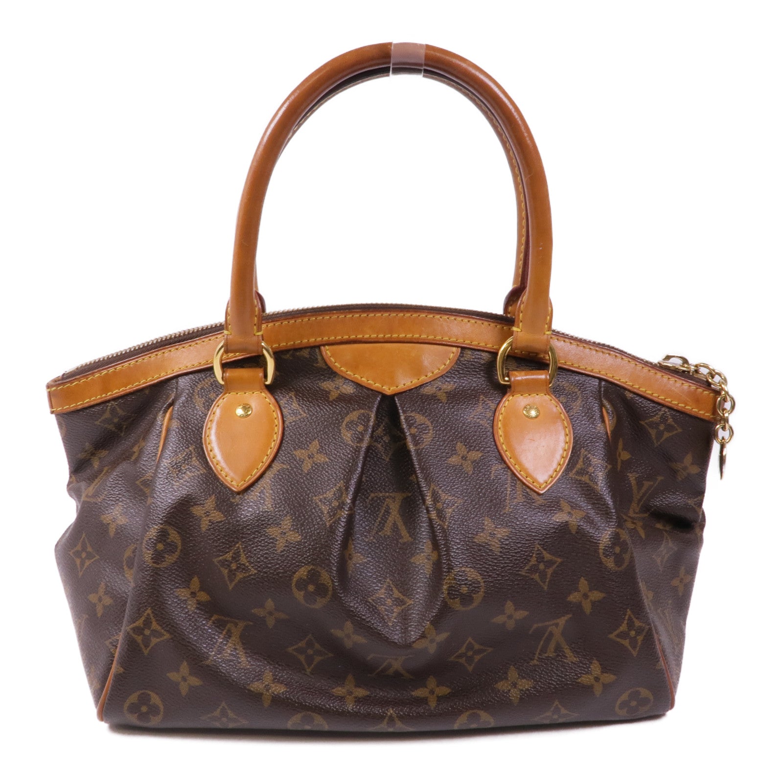 LOUIS VUITTON Monogram Tivoli PM金扣手挽袋棕色