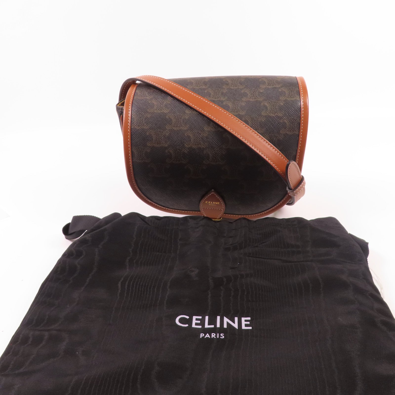 CELINE 塗層帆布Medium Folco金扣肩背袋