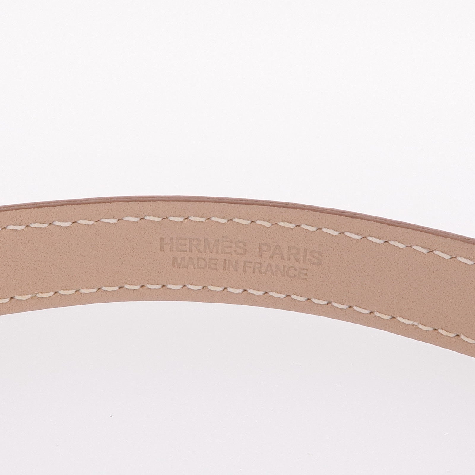 HERMES Swift皮革Baby Pavane Double Tour Bracelet銀扣手帶Etoupe