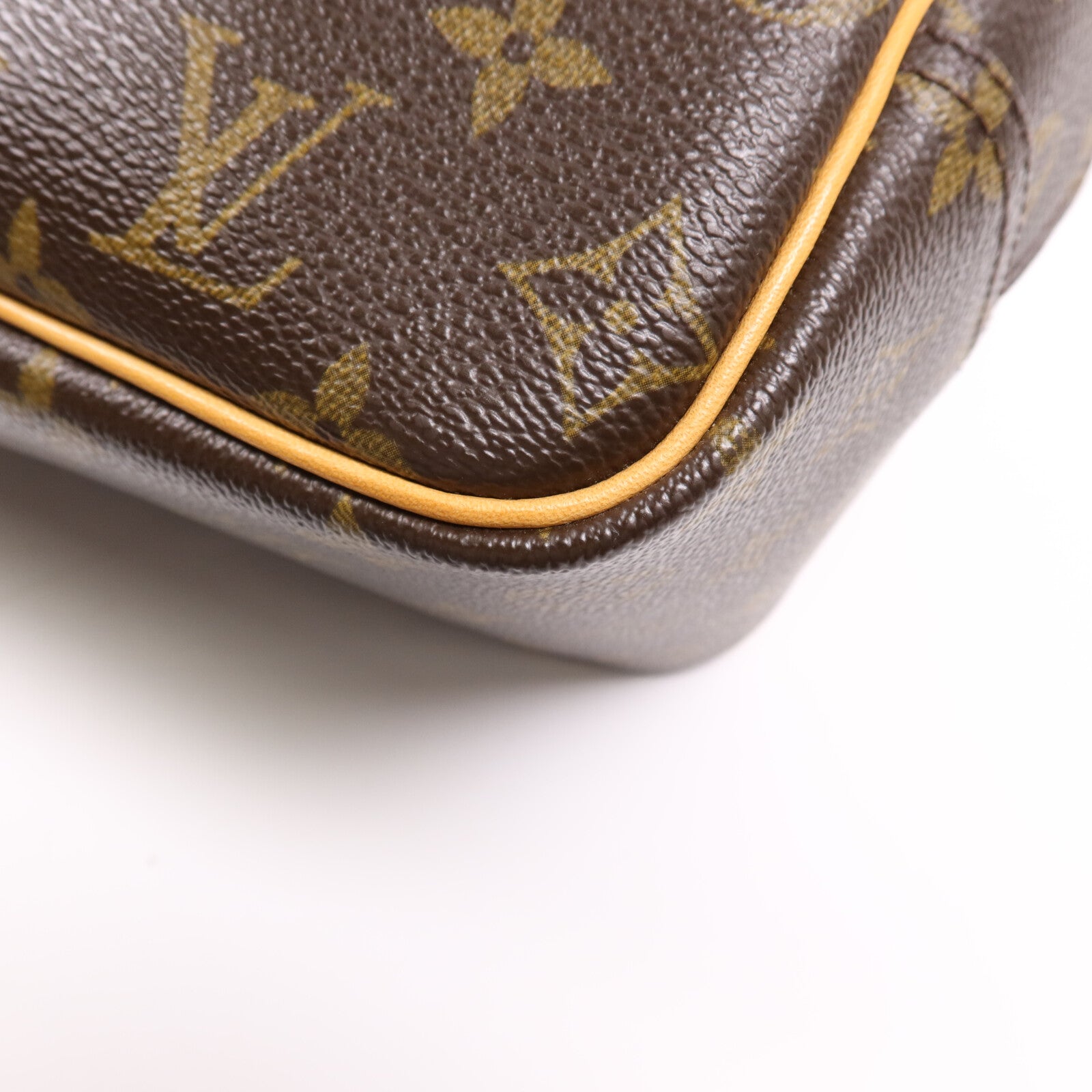 LOUIS VUITTON Monogram Deauville金扣手挽袋棕色