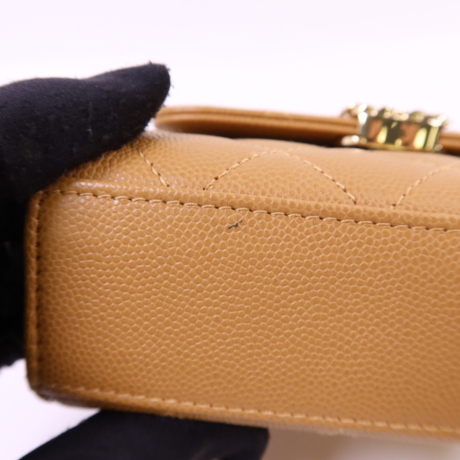 CHANEL 牛皮皮革Mini Top Handle Flap Bag金扣手挽肩背兩用袋