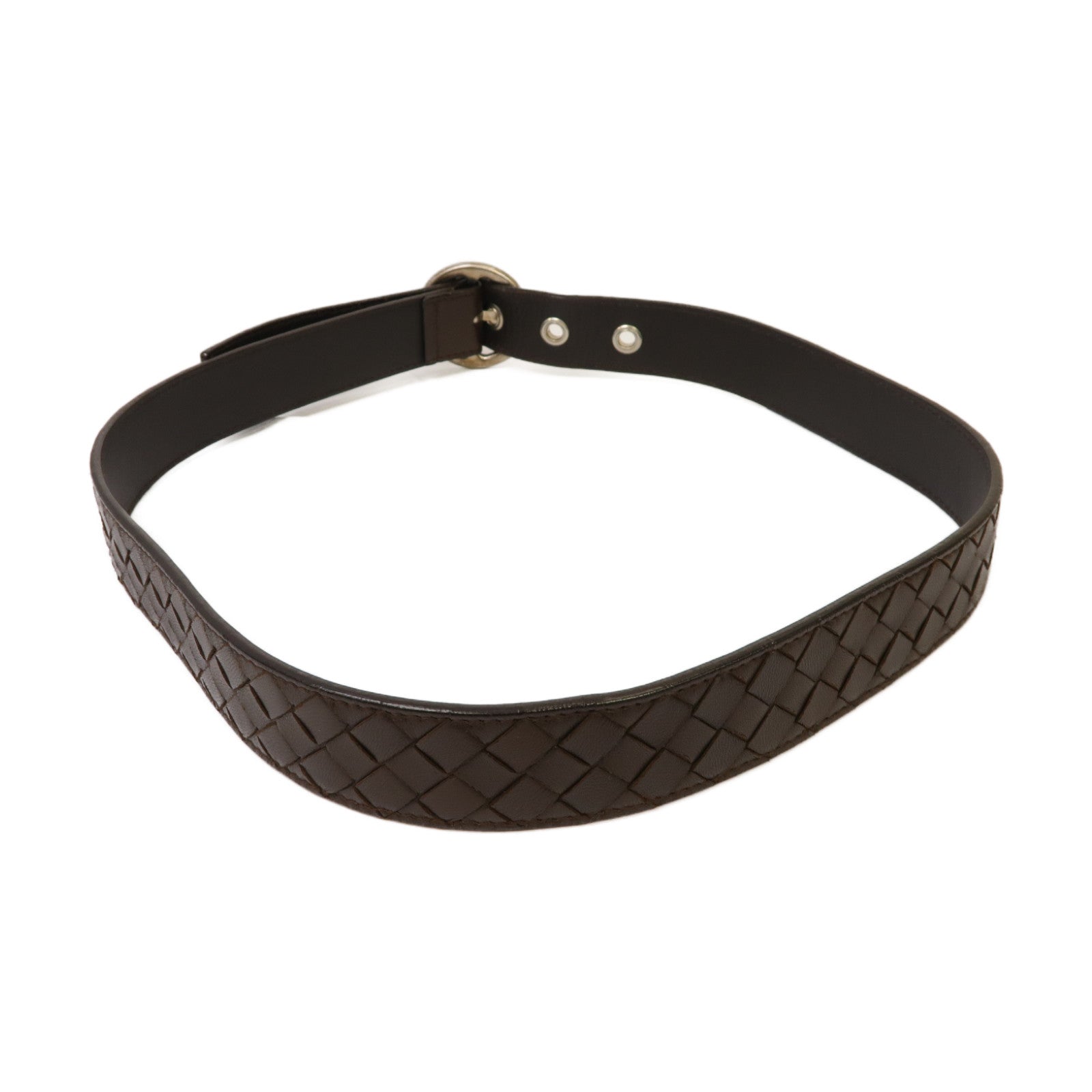 BOTTEGA VENETA 【激減優惠】羊皮皮革Belt銀扣皮帶啡色
