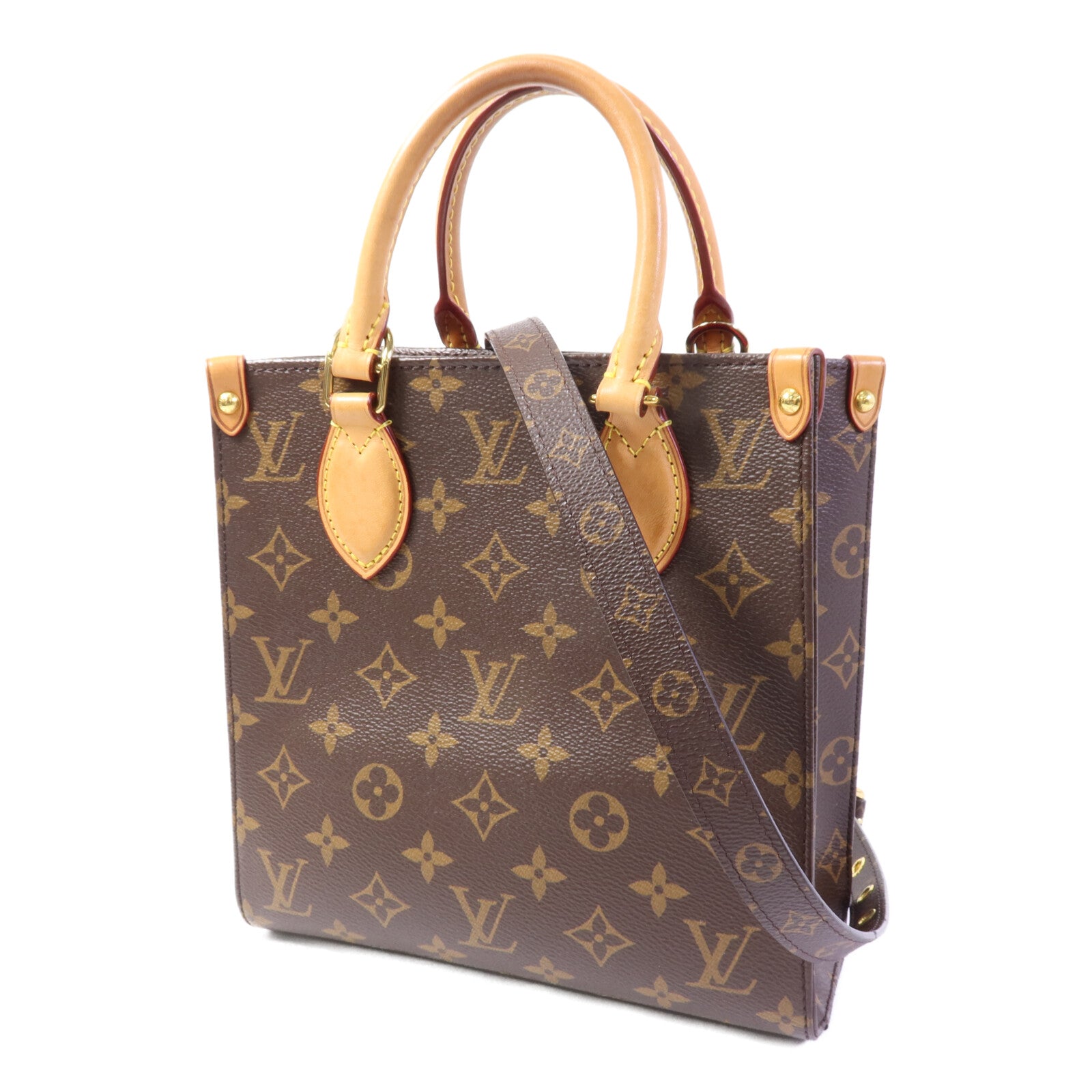 LOUIS VUITTON Monogram Sac Plat BB金扣手挽肩背兩用袋