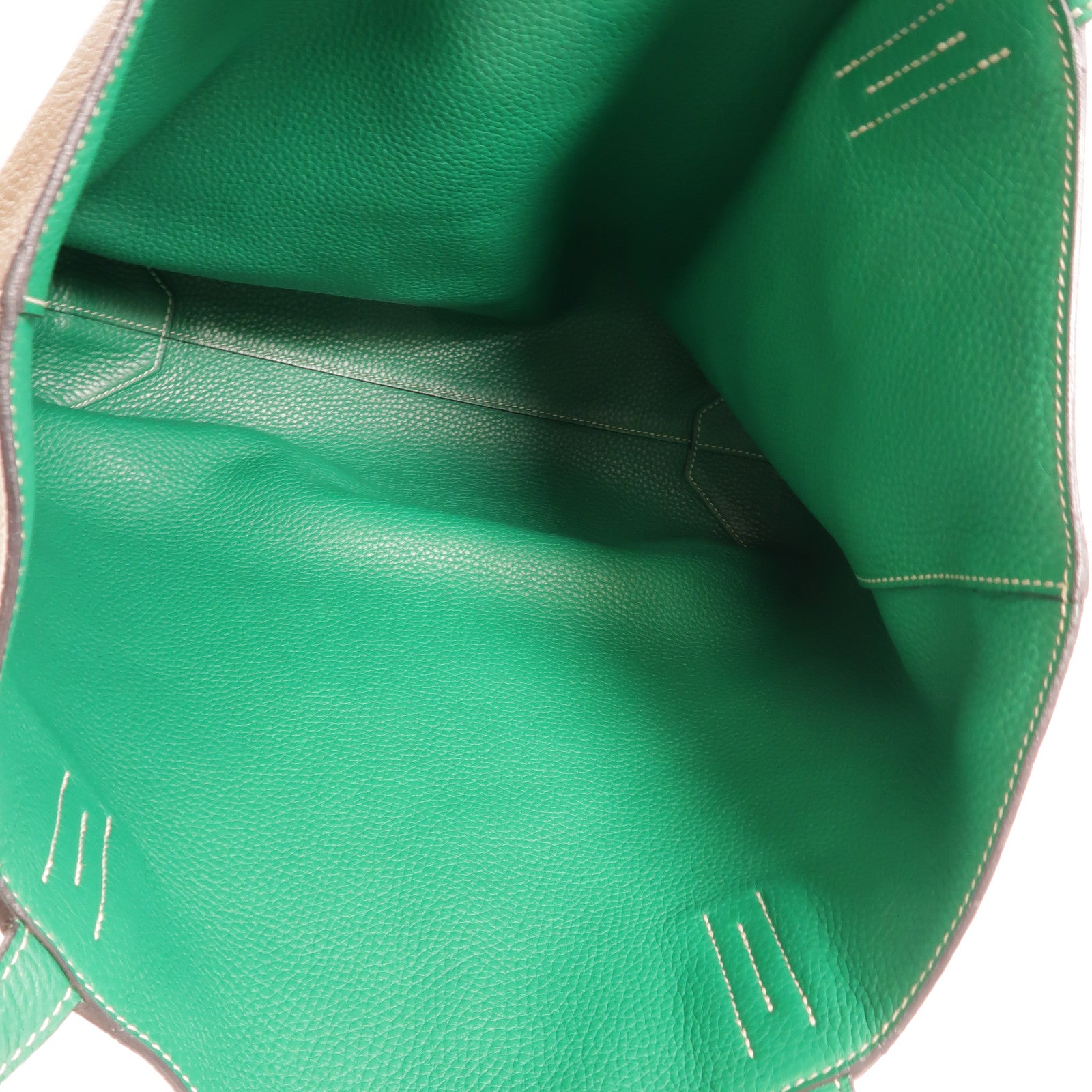 HERMES Clemence皮革Double Sens 35肩背袋Etoupe/Malachite