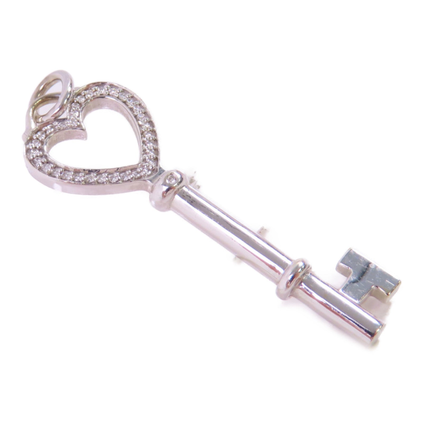 TIFFANY＆CO 18K白金/鑽石Tiffany Key Diamond Pendant Top吊墜頭扣銀色