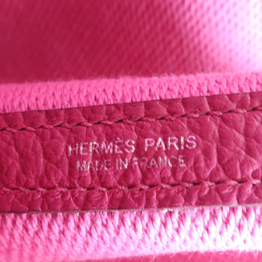 HERMES 帆布Garden Party PM銀扣手挽袋Rose Pauve