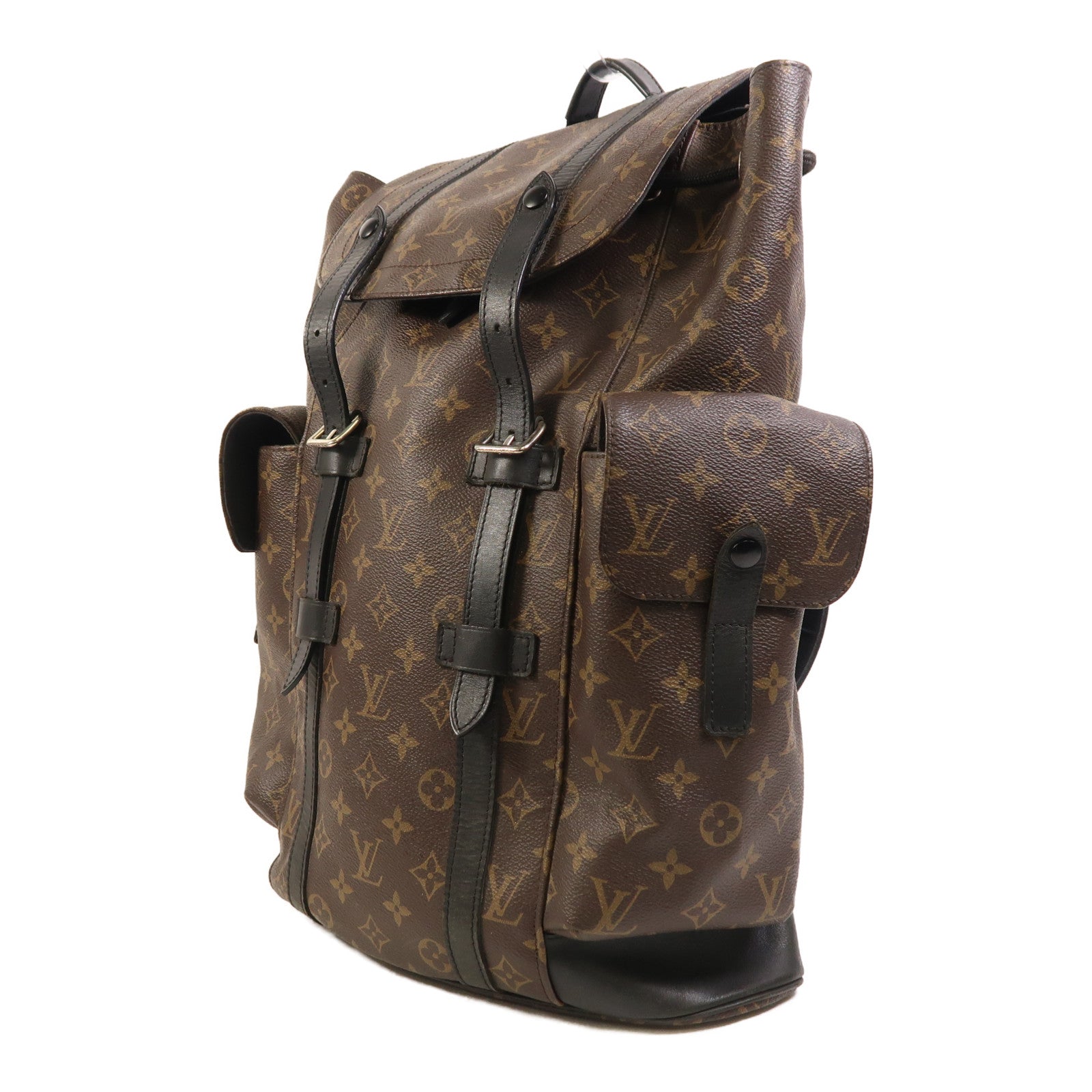 LOUIS VUITTON Monogram Macassar Christopher MM銀扣背包