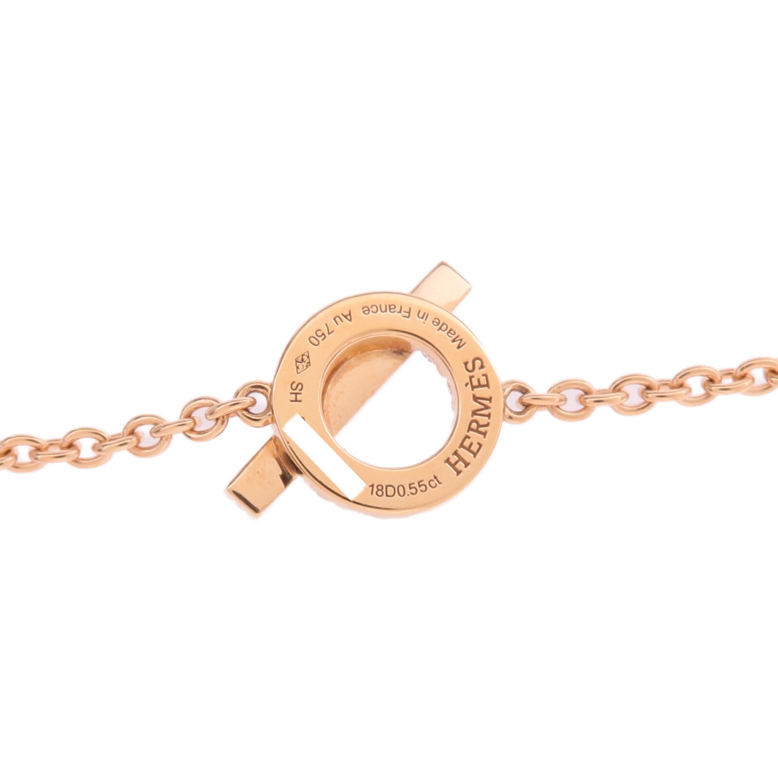 HERMES 18K玫瑰金Finesse Bracelet鑽石手鏈