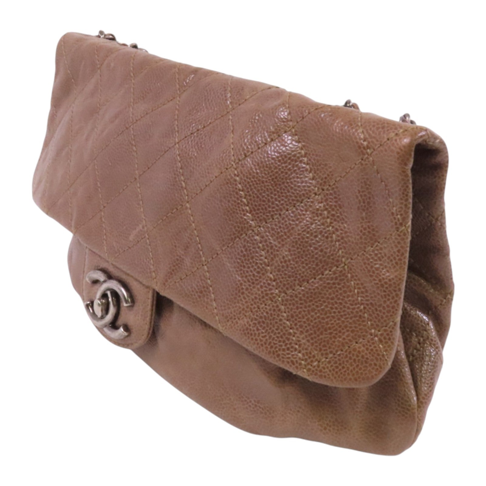 CHANEL 牛皮皮革Chain Shoulder Bag銀扣鏈帶肩背袋