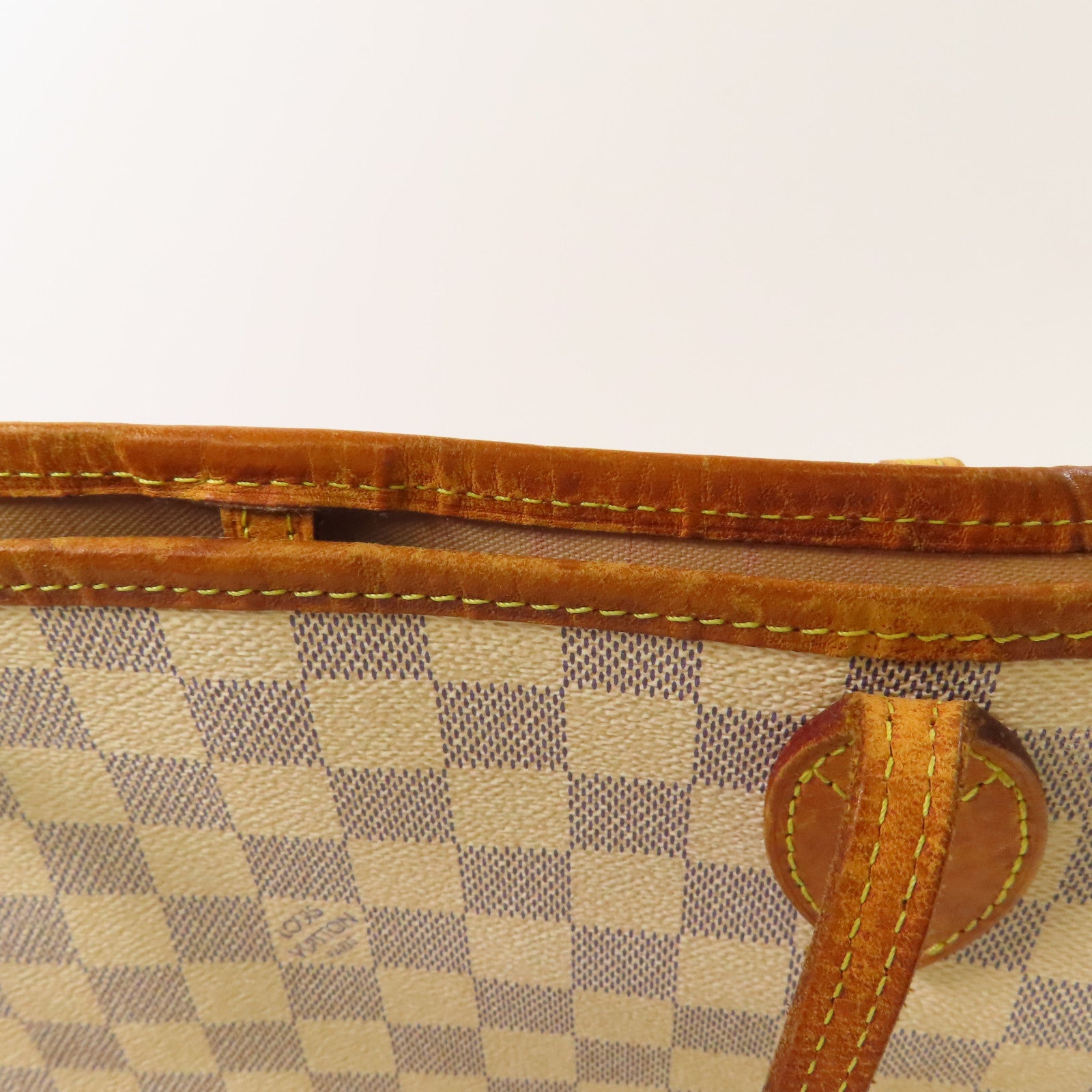 LOUIS VUITTON Damier Azur Neverfull MM金扣手挽袋