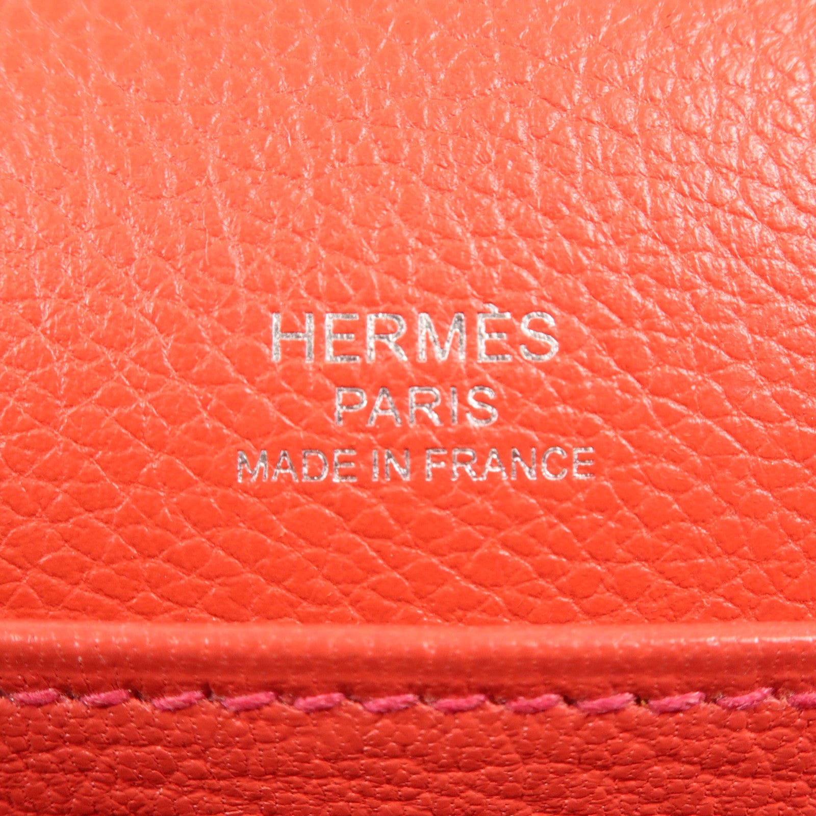 HERMES Clemence皮革Roulis Mini銀扣肩背袋Rouge Tomate