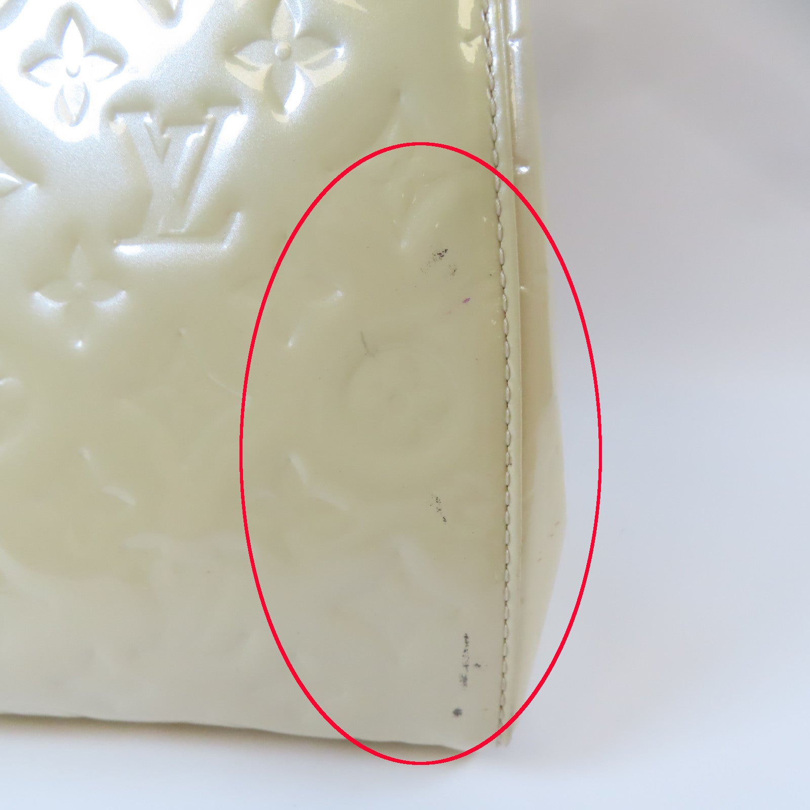 LOUIS VUITTON Vernis Brera金扣手挽肩背兩用袋米色