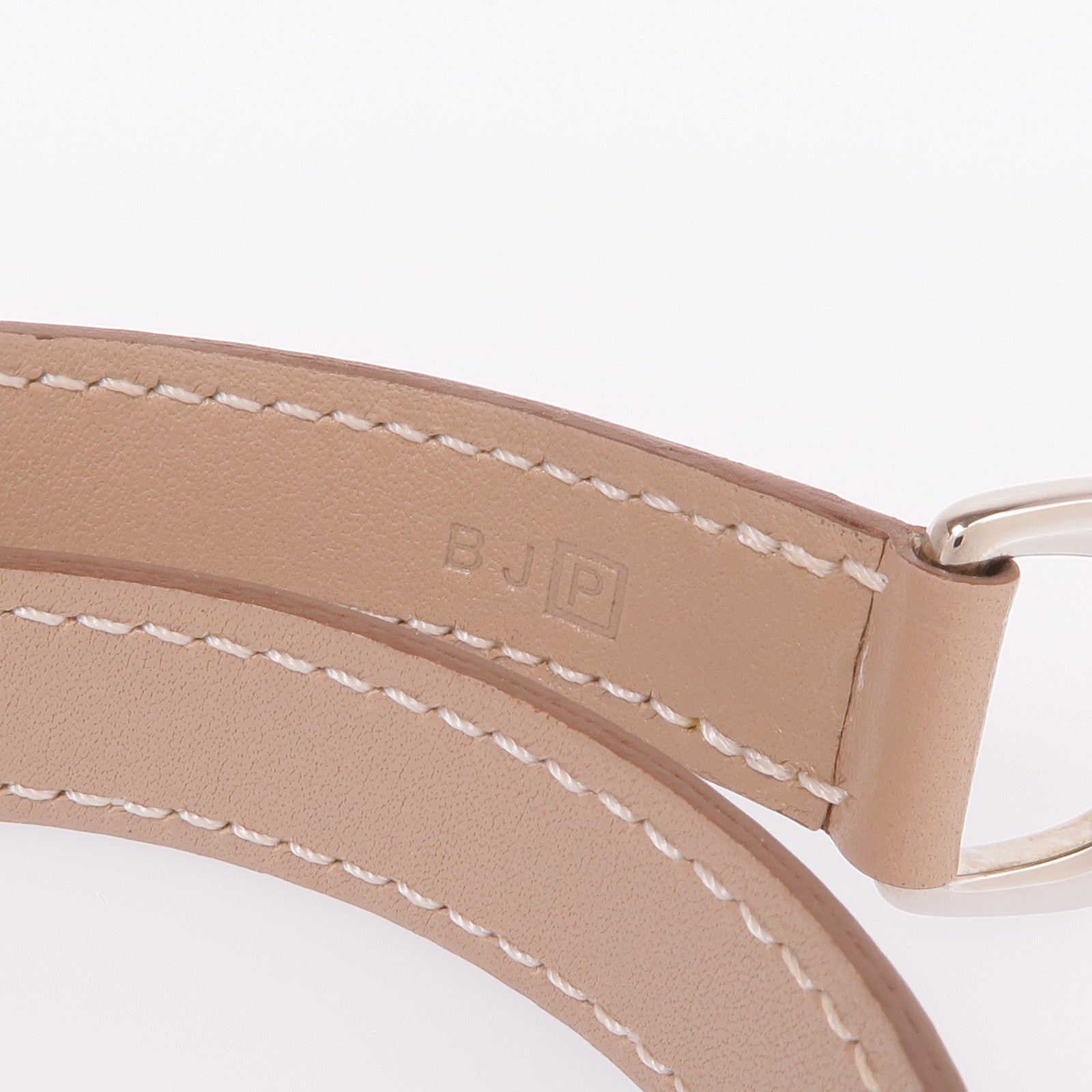 HERMES Swift皮革Baby Pavane Double Tour Bracelet銀扣手帶Etoupe