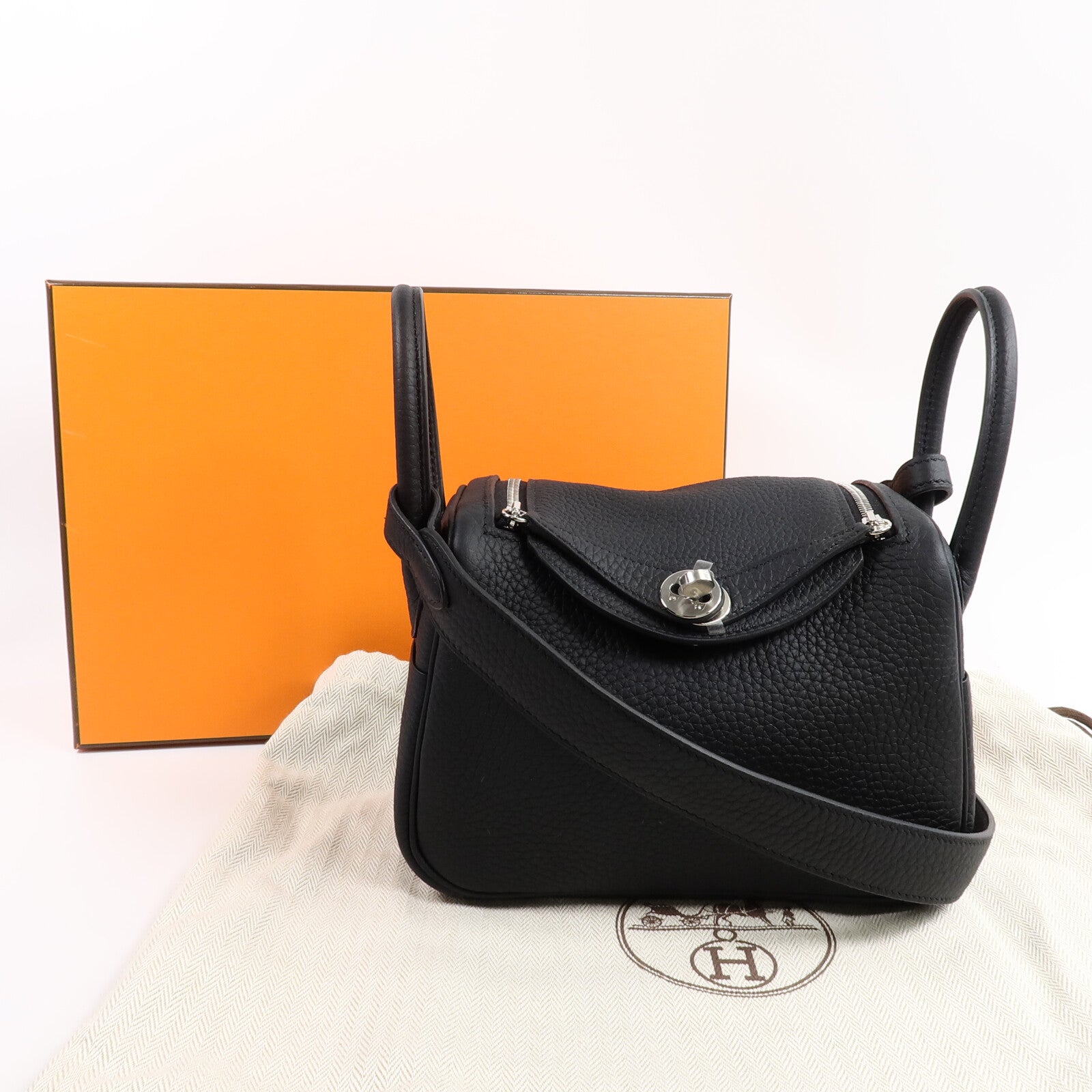 HERMES Clemence皮革Mini Lindy手挽肩背兩用袋