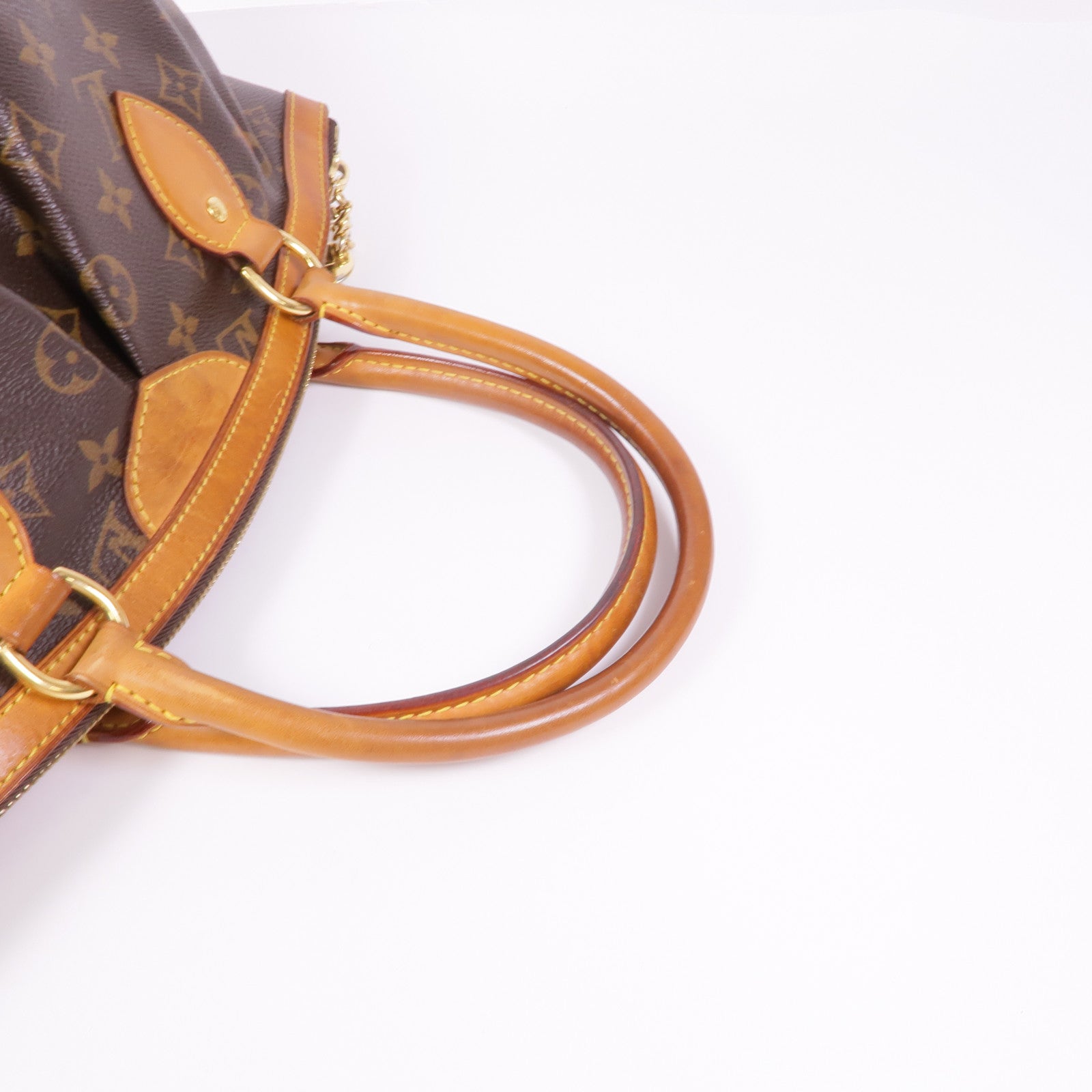 LOUIS VUITTON Monogram Tivoli PM金扣手挽袋棕色
