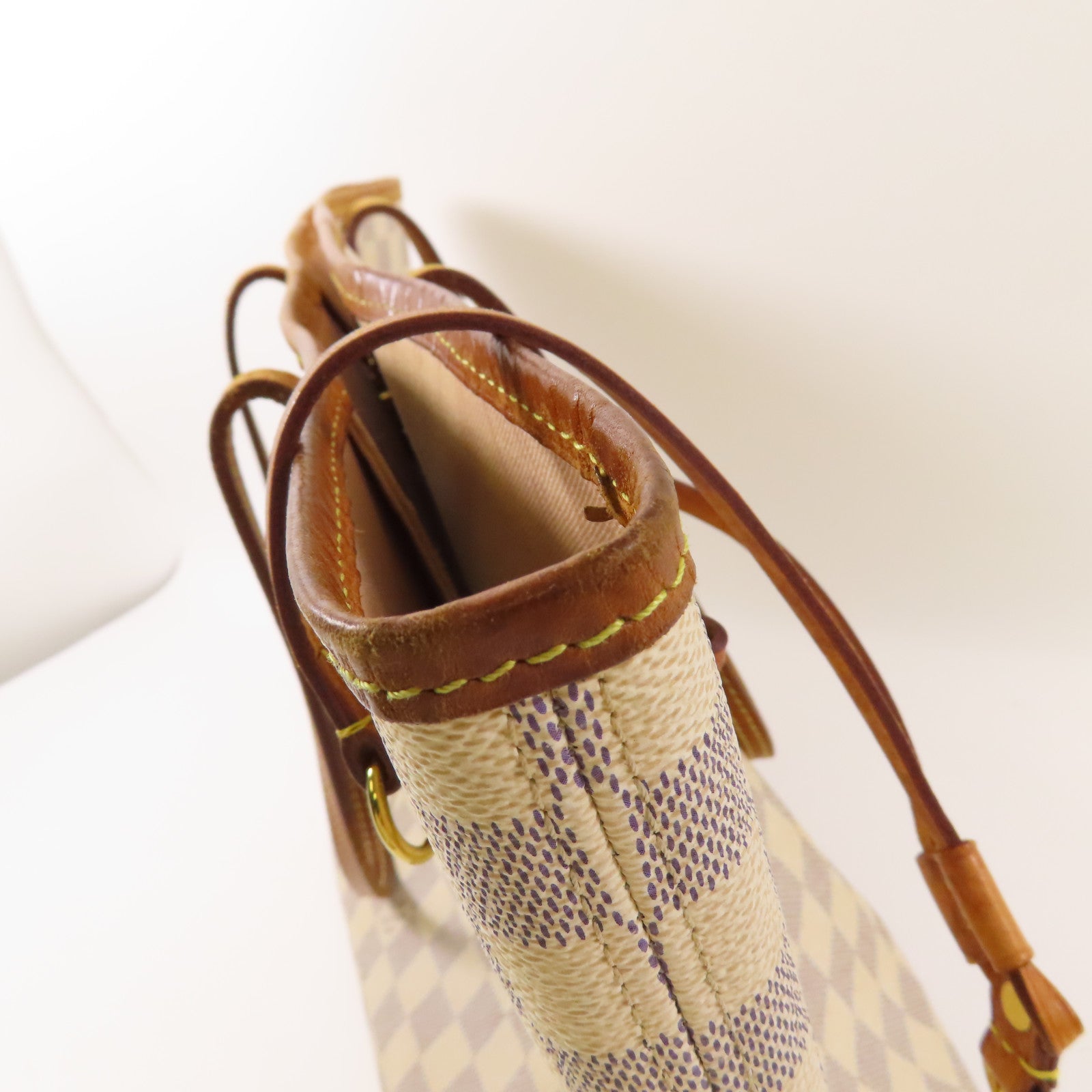 LOUIS VUITTON Damier Azur Neverfull MM金扣手挽袋