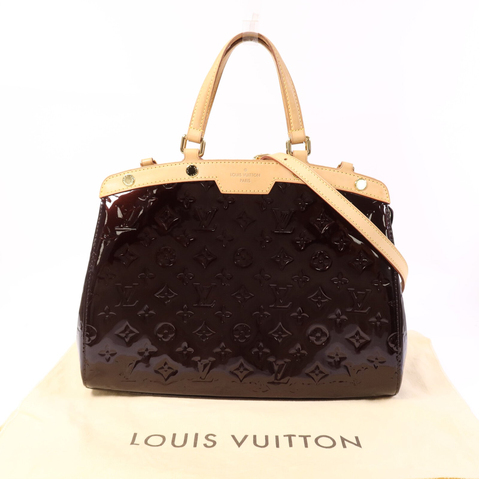 LOUIS VUITTON Monogram Vernis Brea MM金扣手挽肩背兩用袋