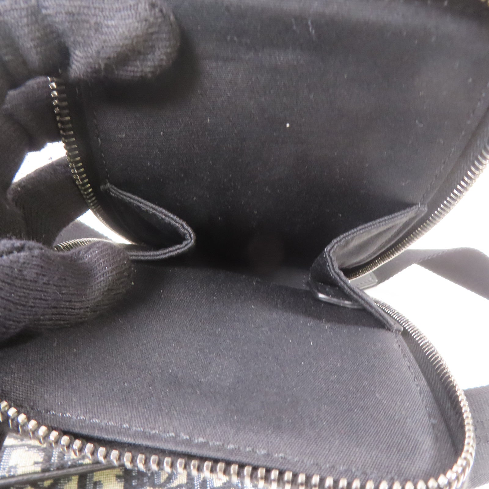 Dior 帆布Maxi Saddle Bag肩背袋黑色/米色/藍色