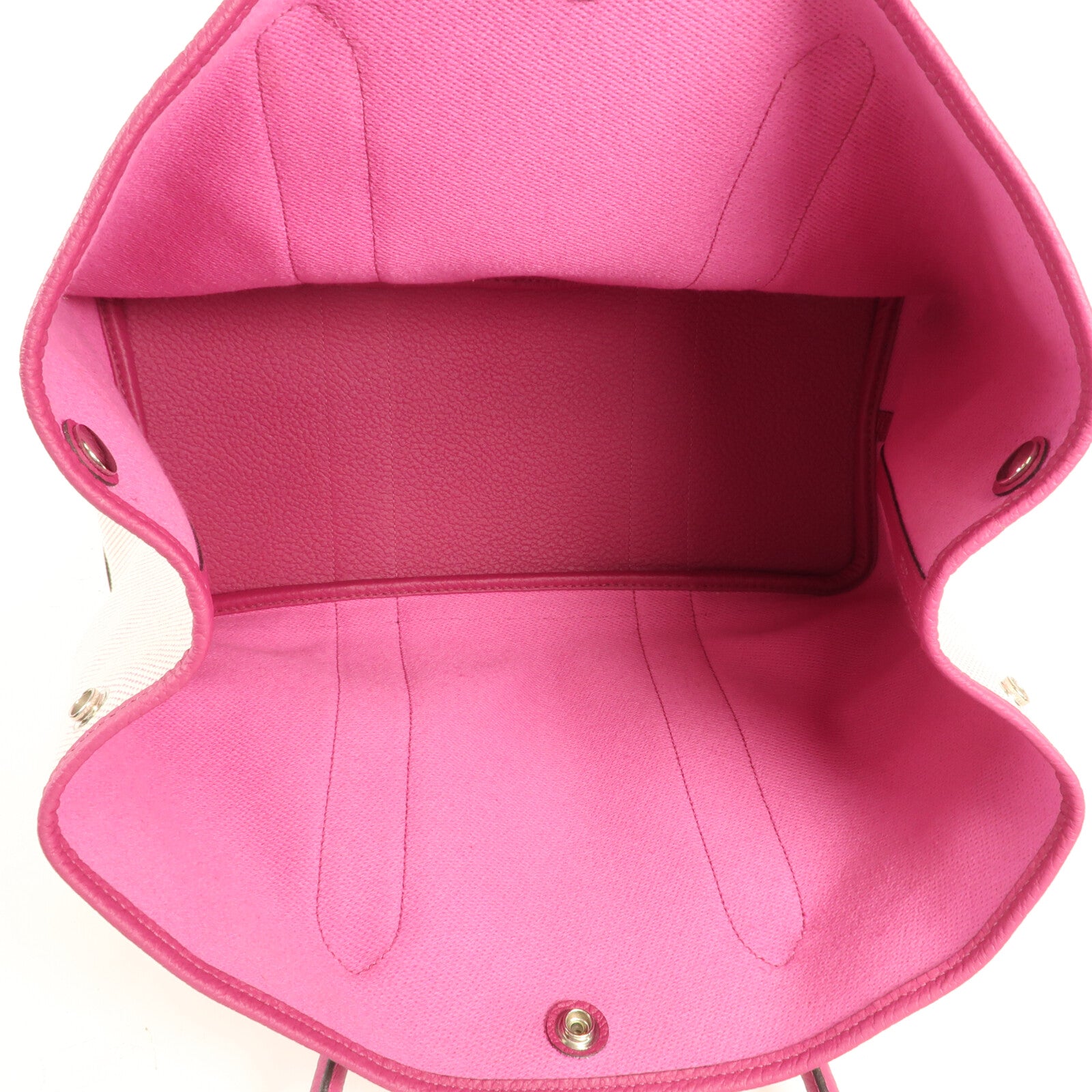 HERMES 帆布Garden Party PM銀扣手挽袋Rose Pauve